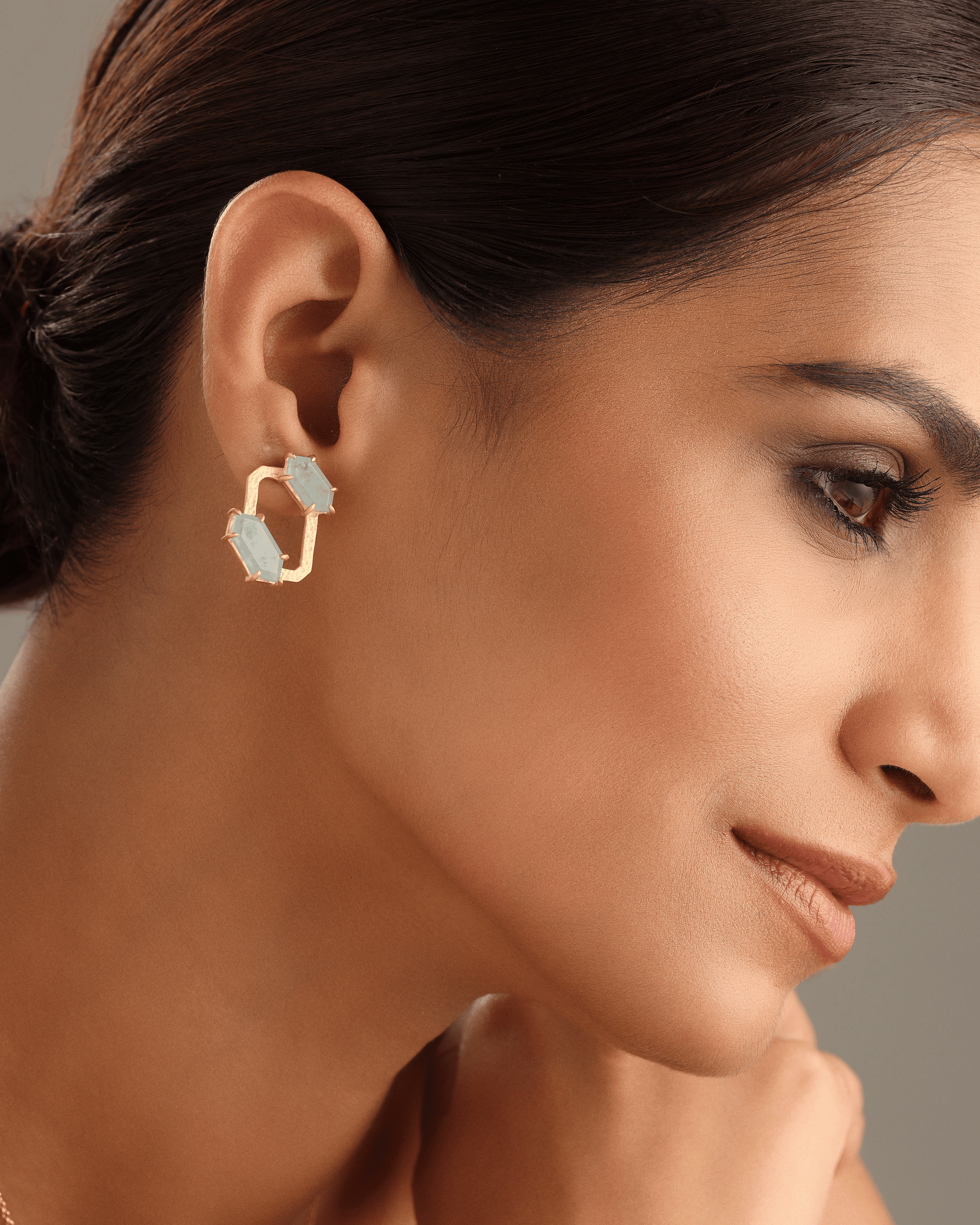 Aqua Hextwin Studs