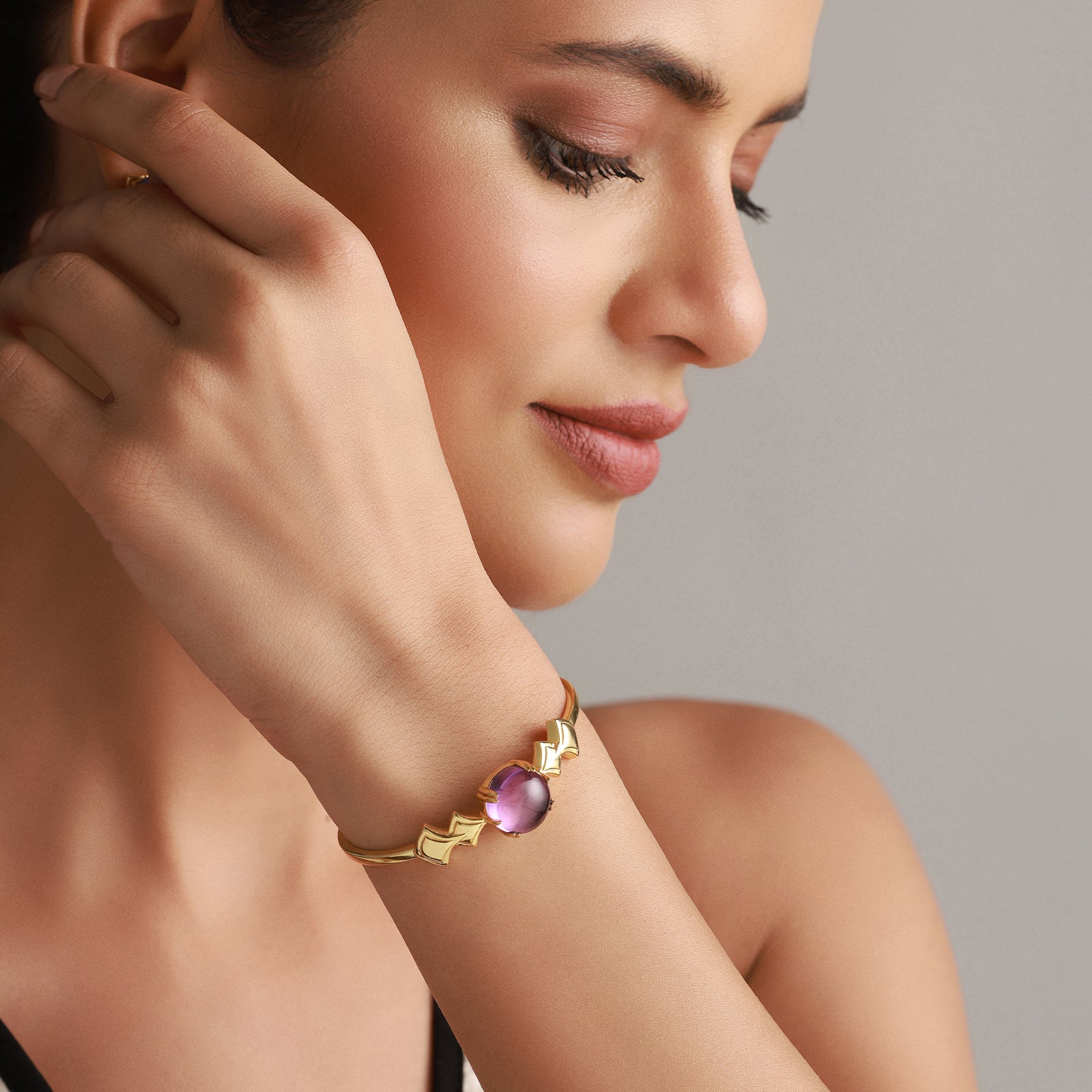 Amethyst Spade - 92.5 Silver Bracelet