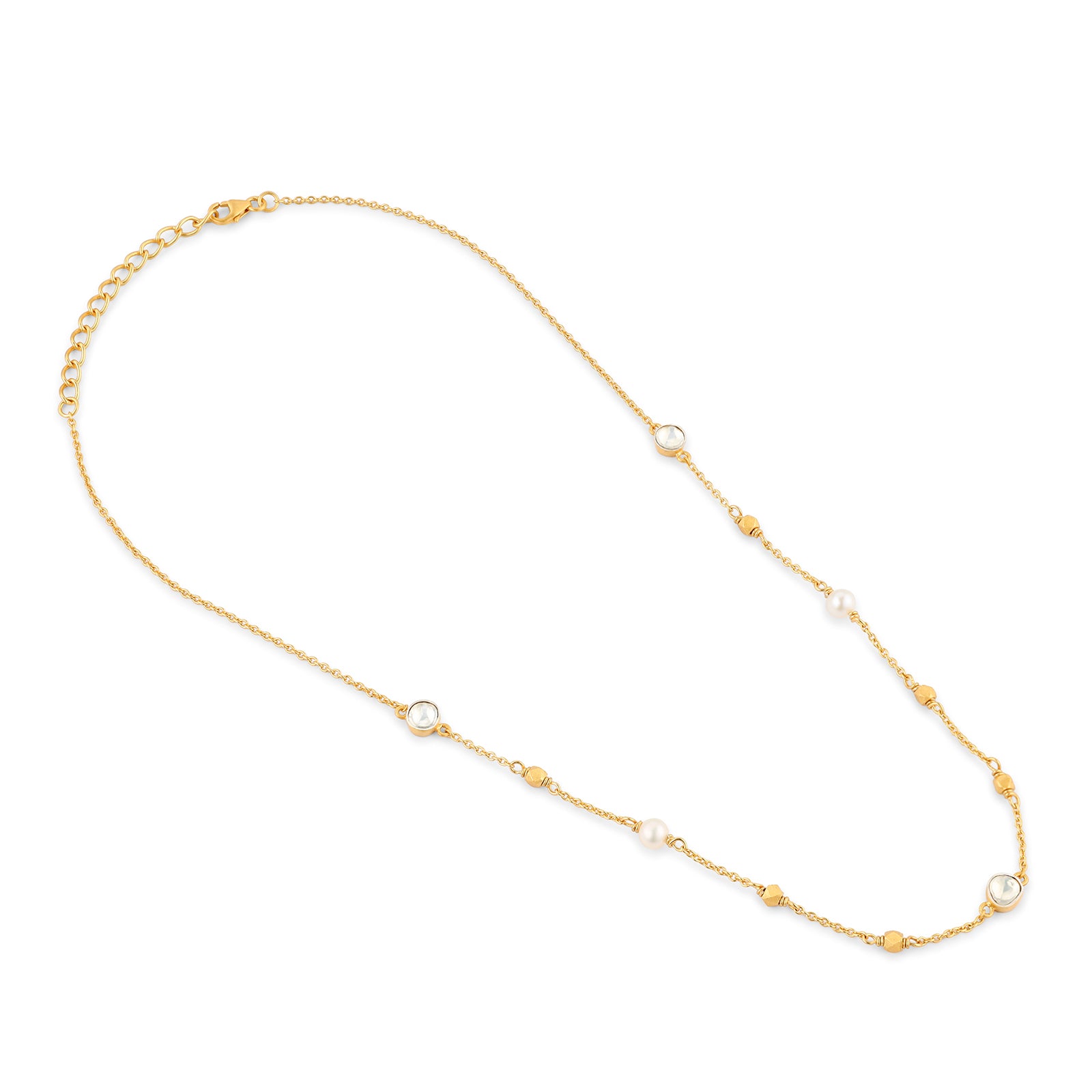 Polki Dori - 92.5 Silver Necklace