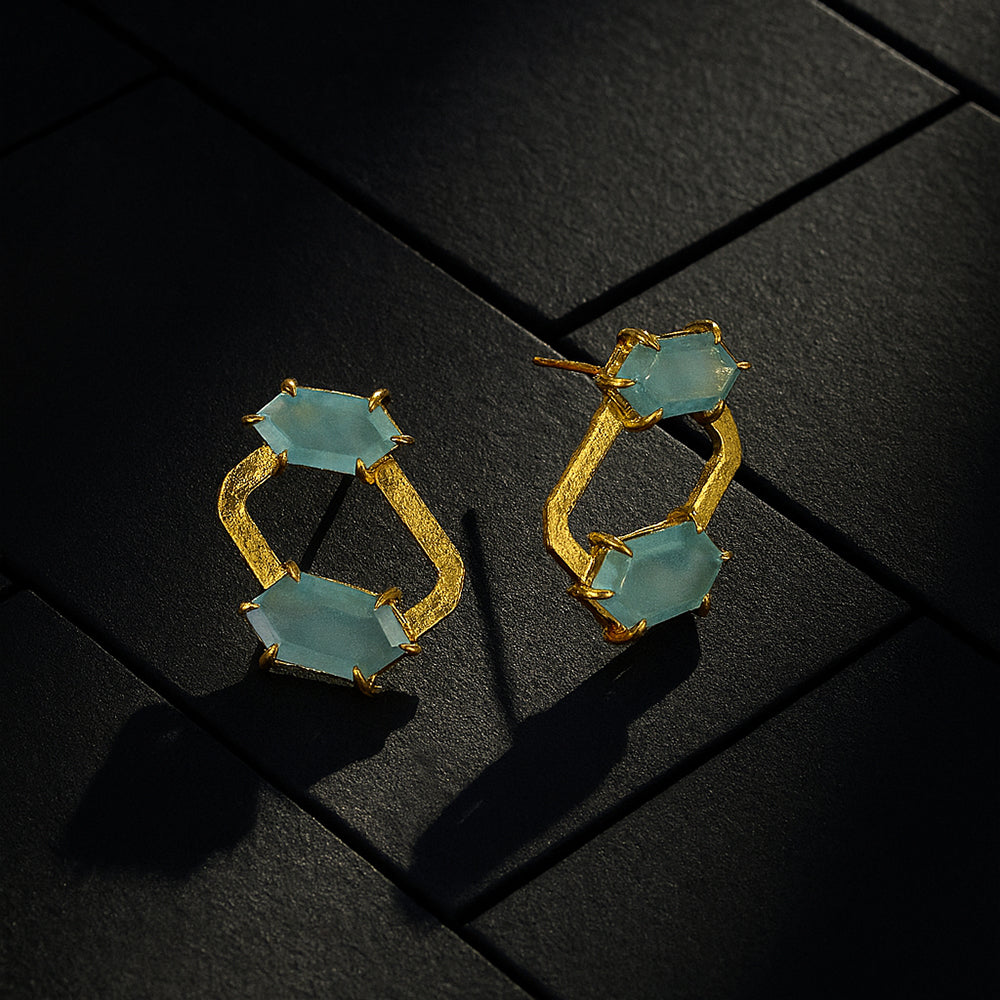 Aqua Hextwin Studs