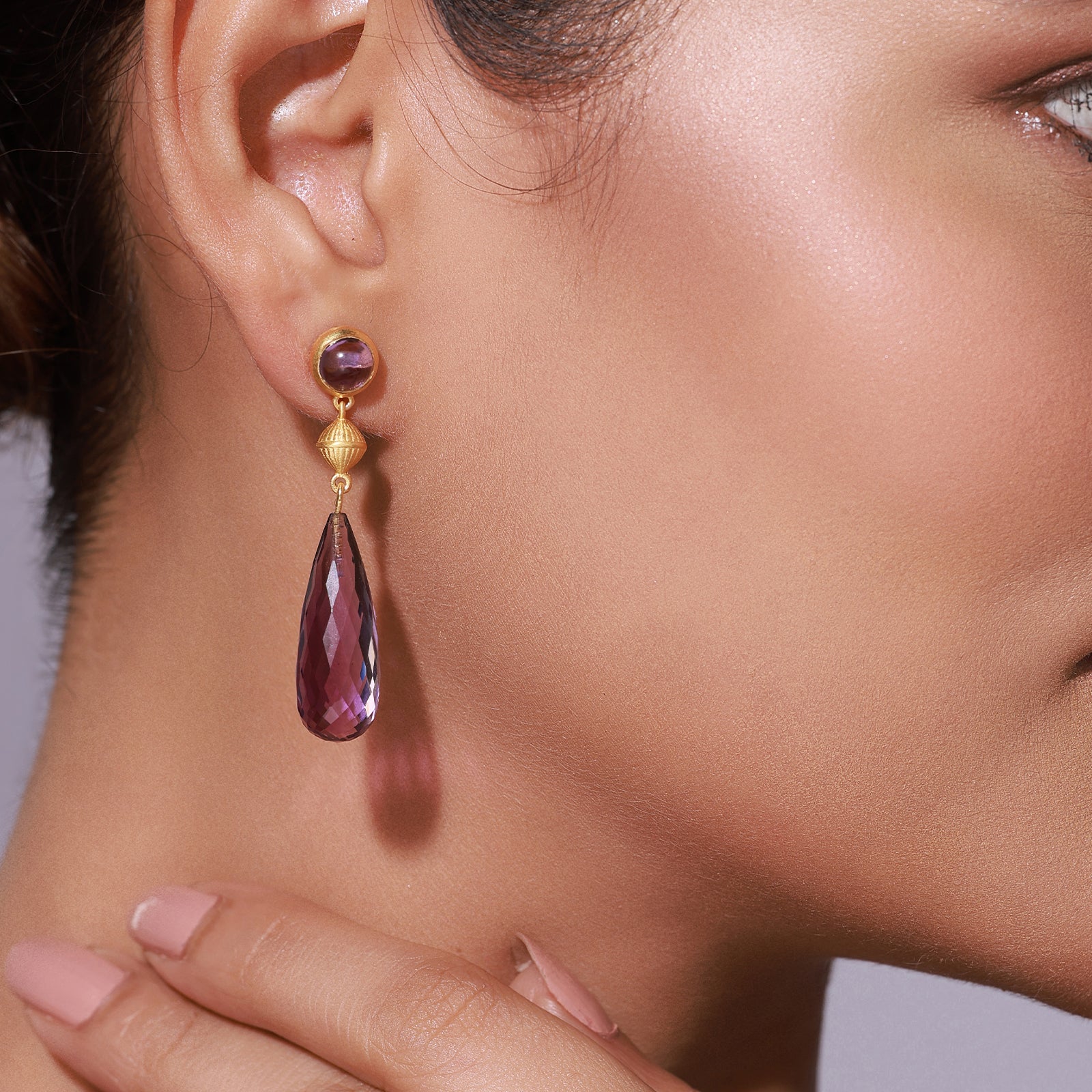 Amethyst Royal Prism - 92.5 Silver Earring