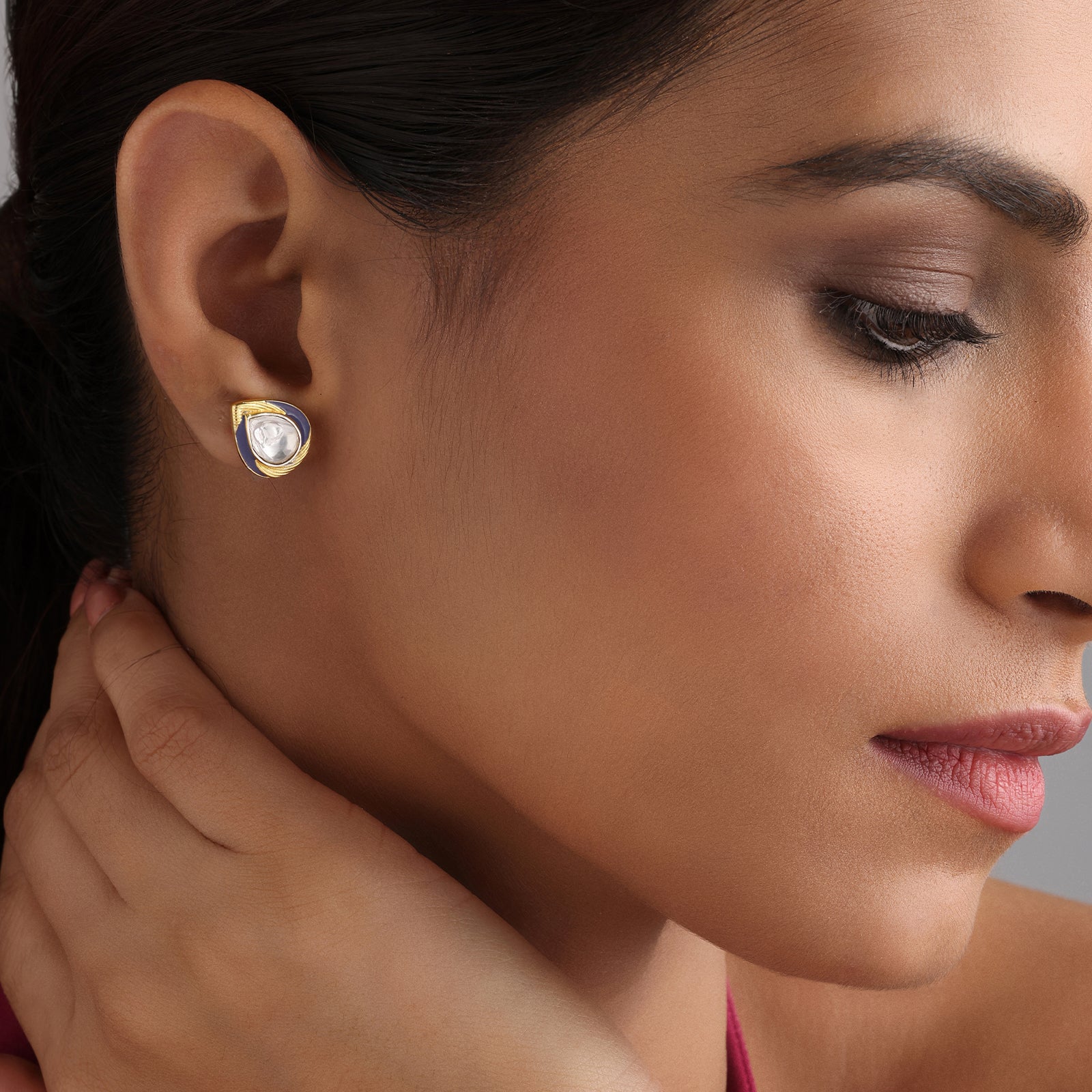 Noor Polki Studs - 92.5 Silver