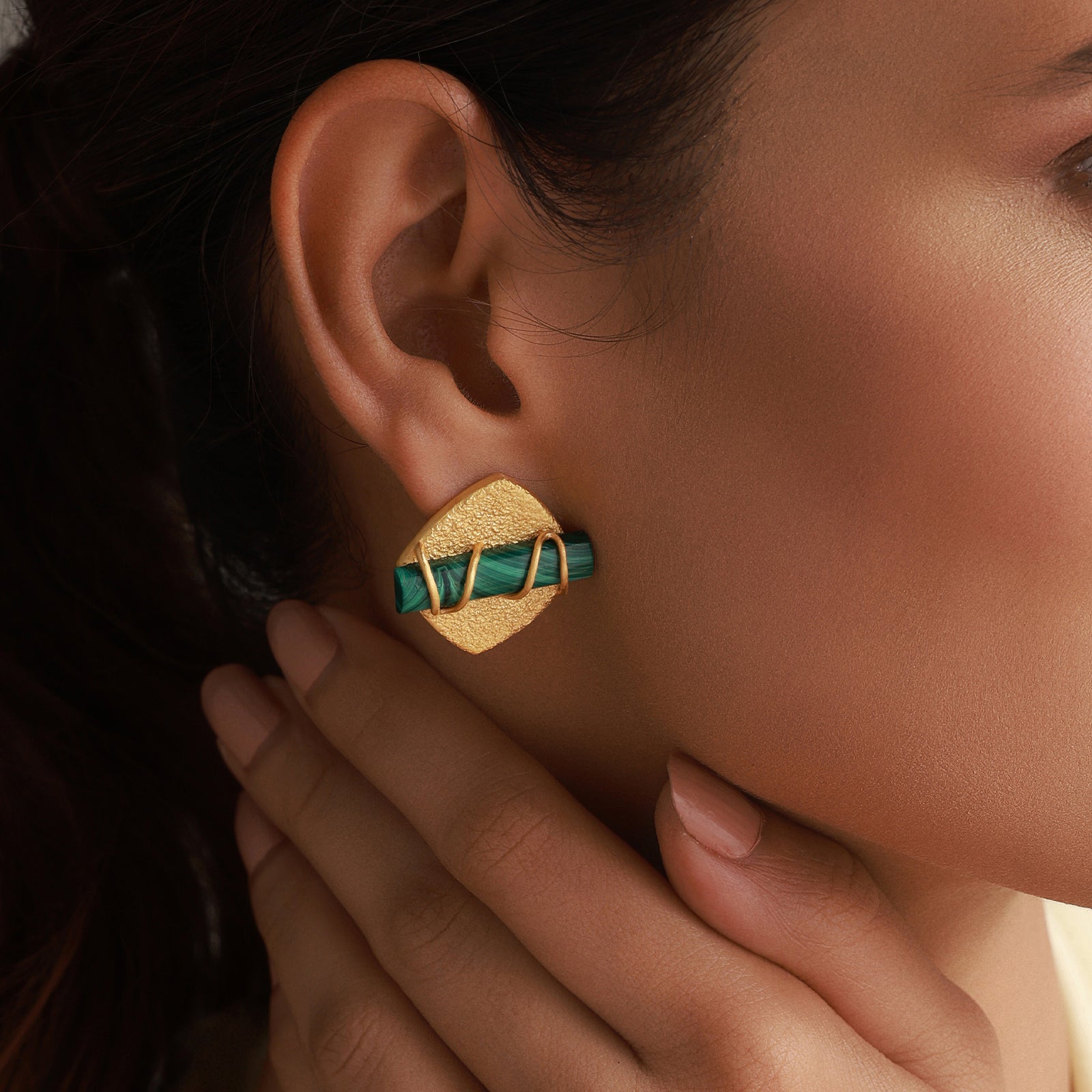 Malachite Spiral Studs - 92.5 Silver