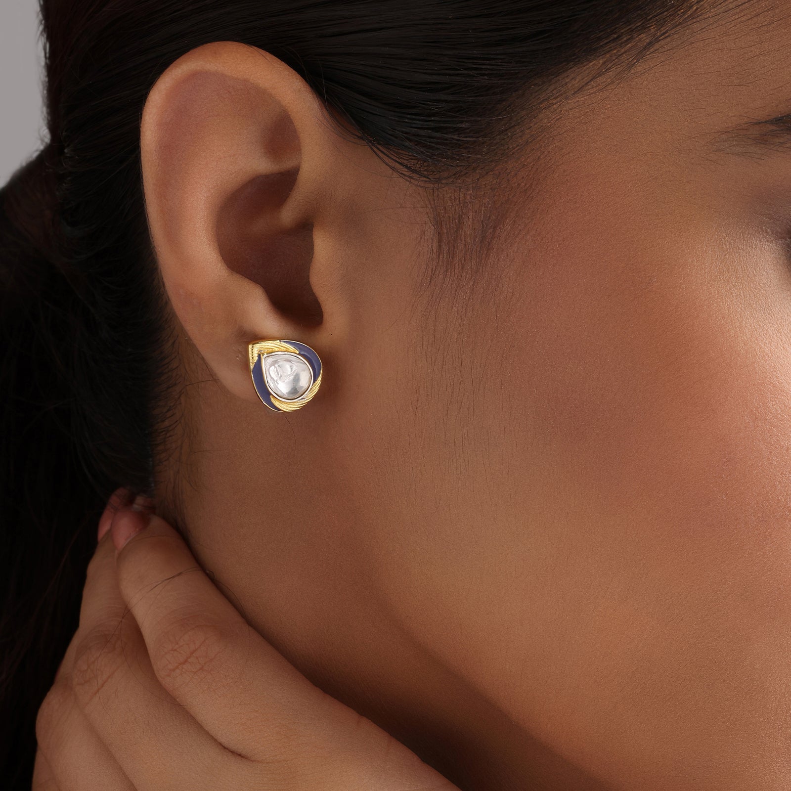 Noor Polki Studs - 92.5 Silver