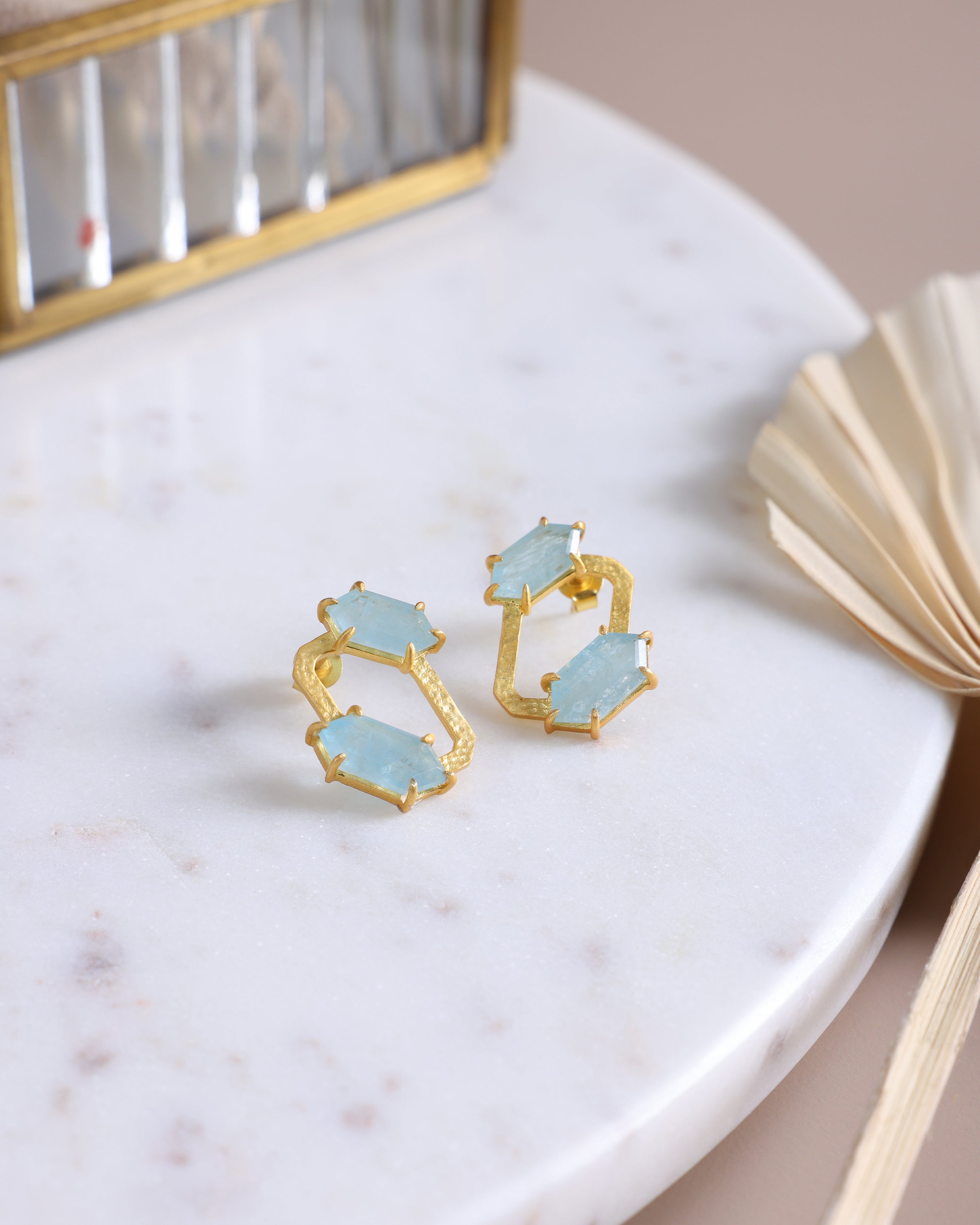 Aqua Hextwin Studs