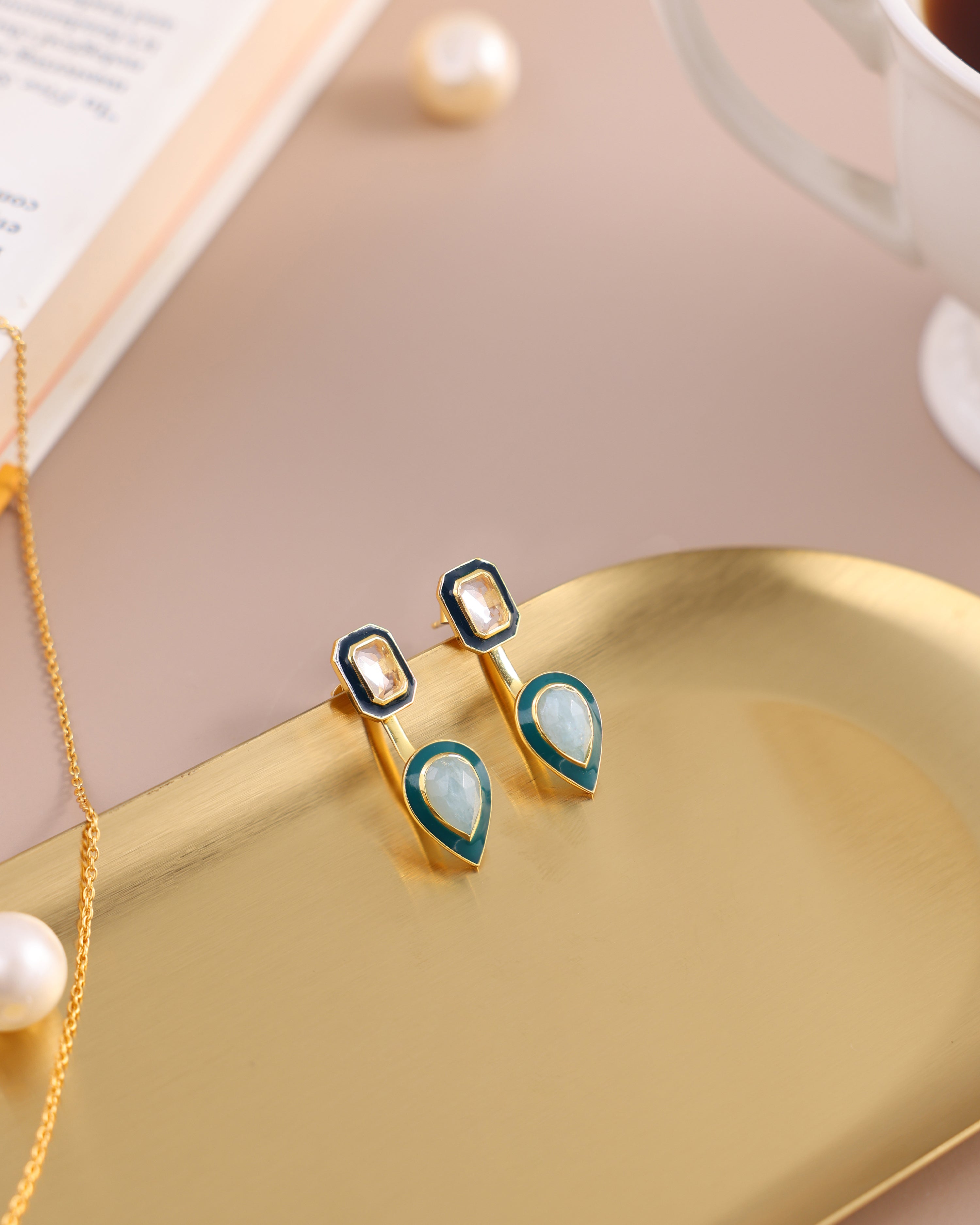 Moonlit Aqua Front and Back Earring