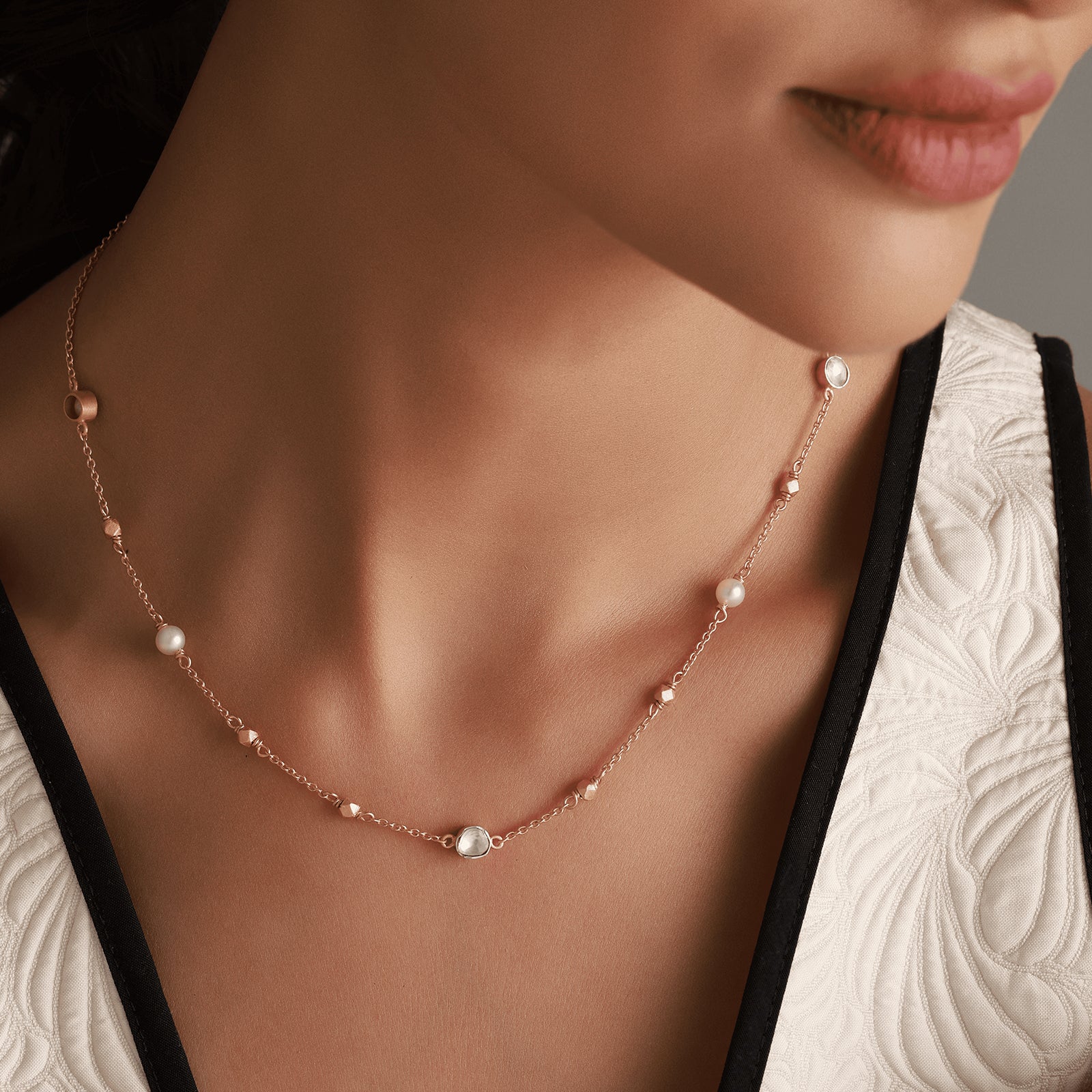 Polki Dori - 92.5 Silver Necklace