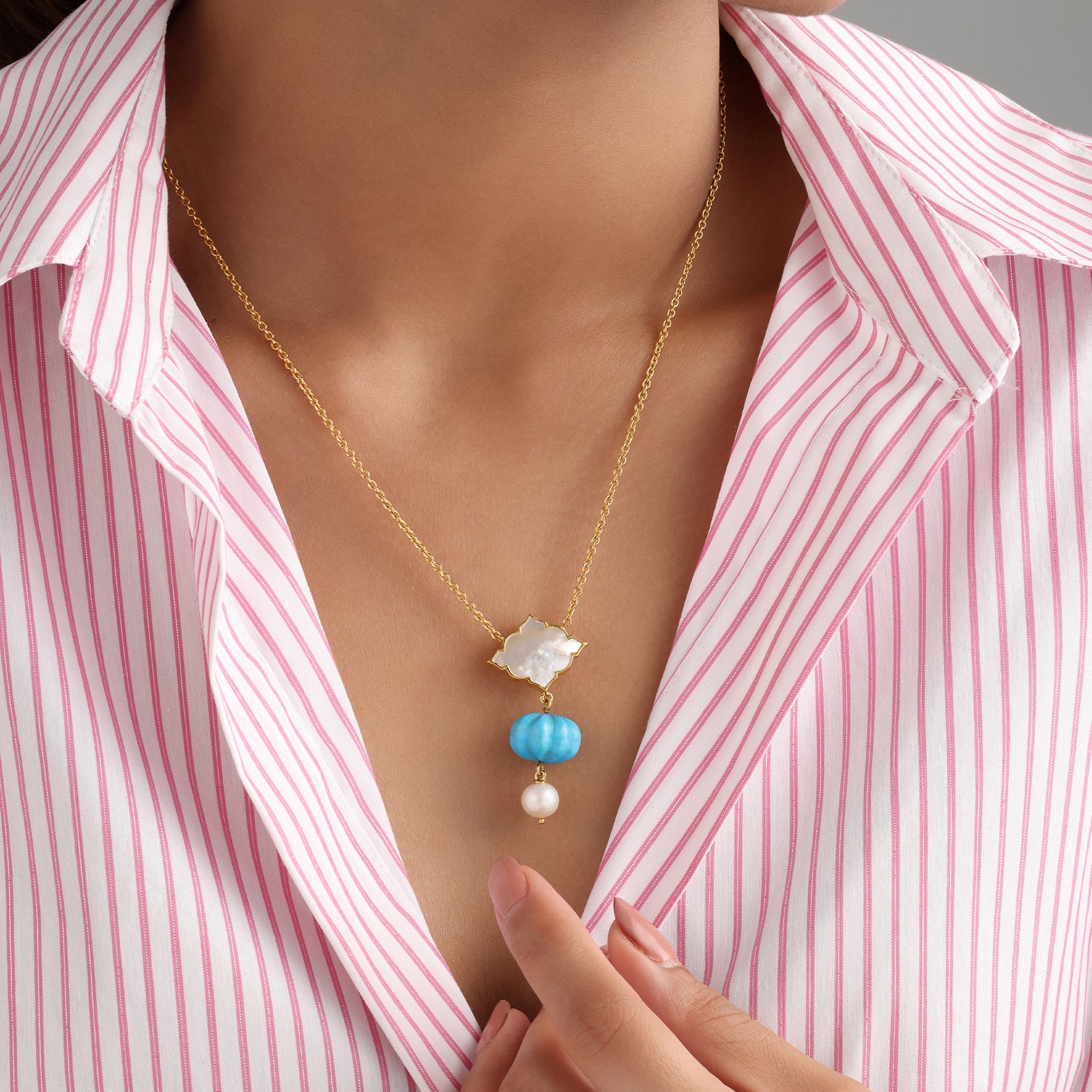 Feroza Lune - 92.5 Silver Necklace