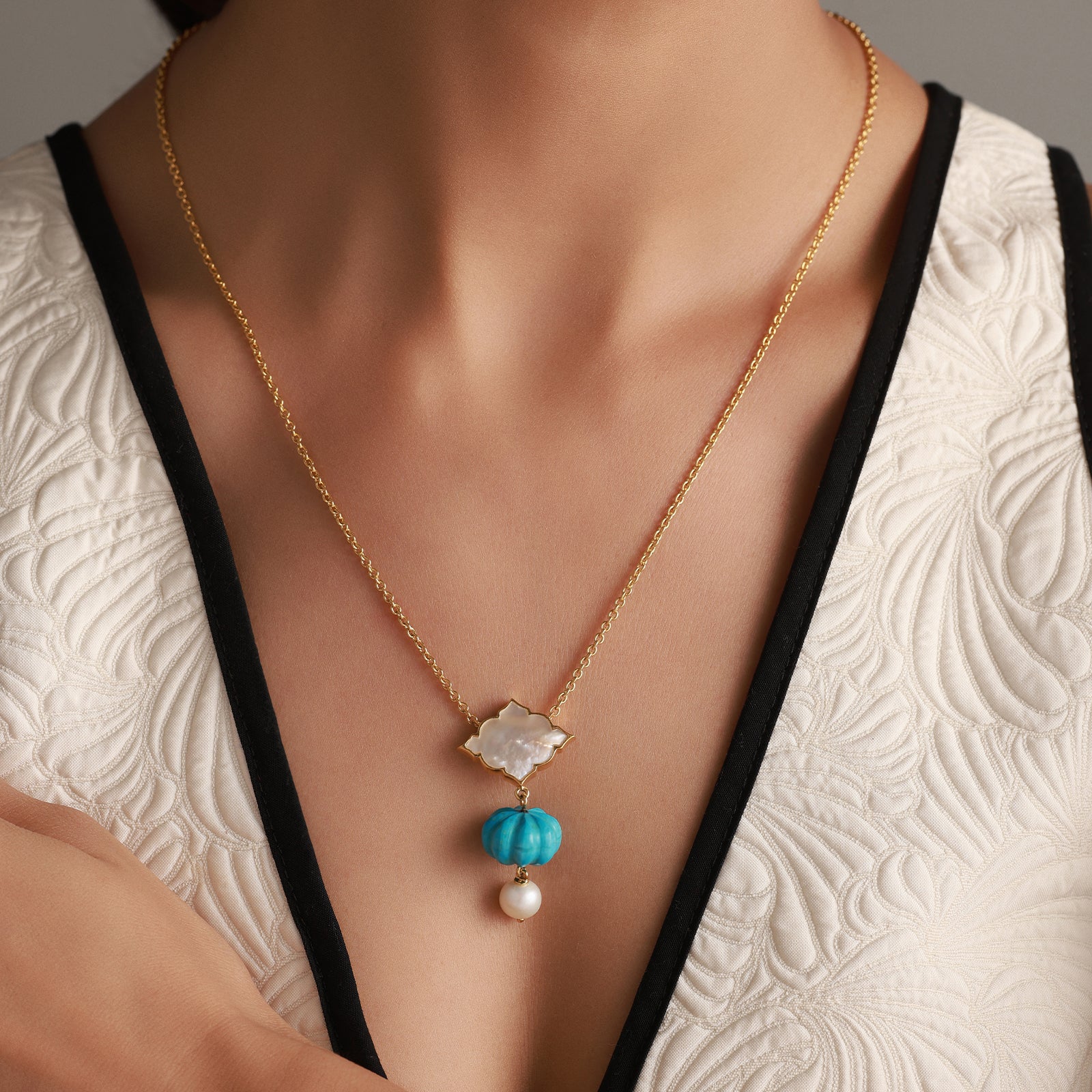 Feroza Lune - 92.5 Silver Necklace