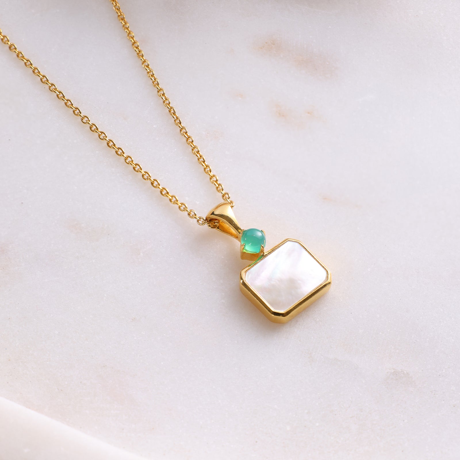 Emerald on the Moon - 92.5 Silver Necklace