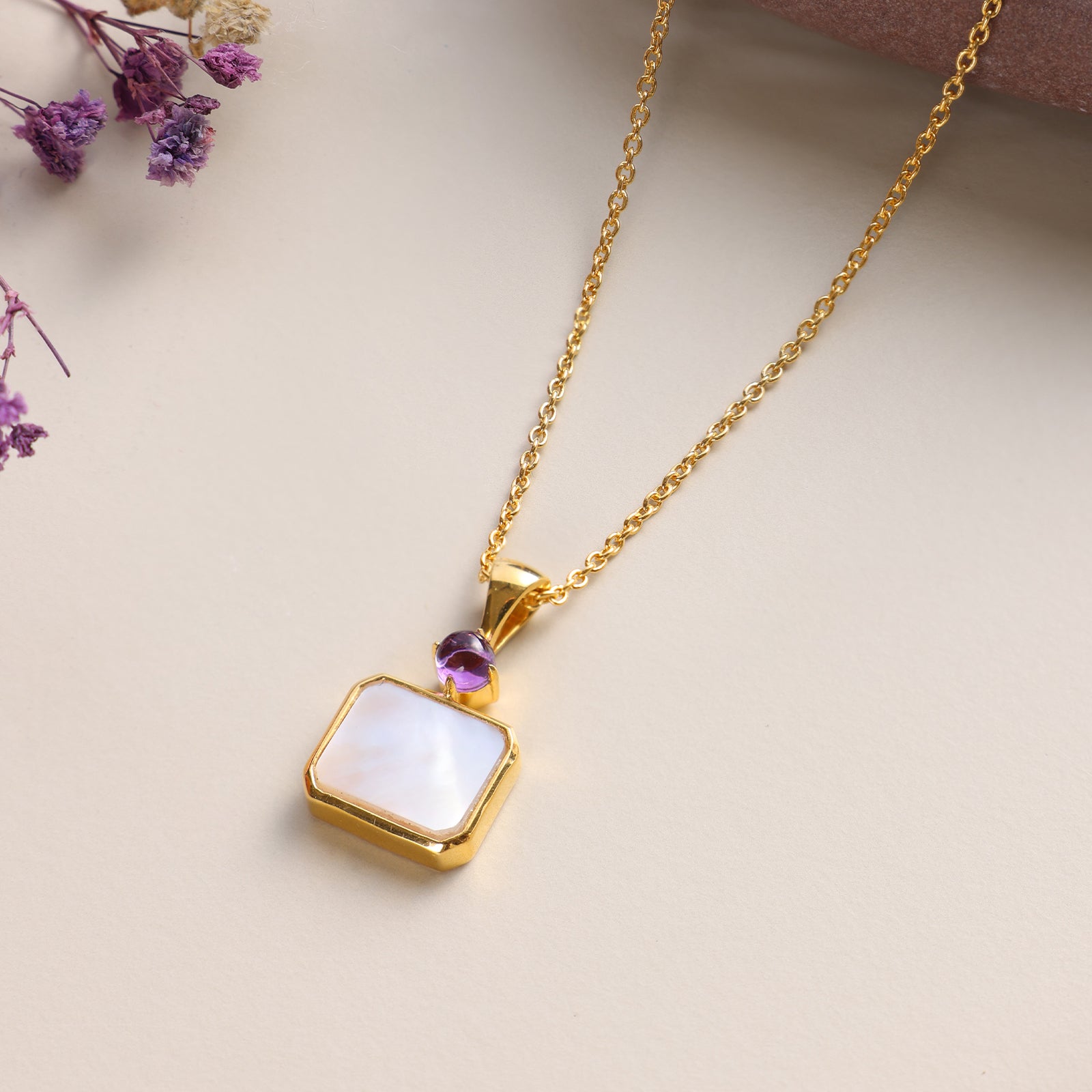 Amethyst on the Moon - 92.5 Silver Necklace