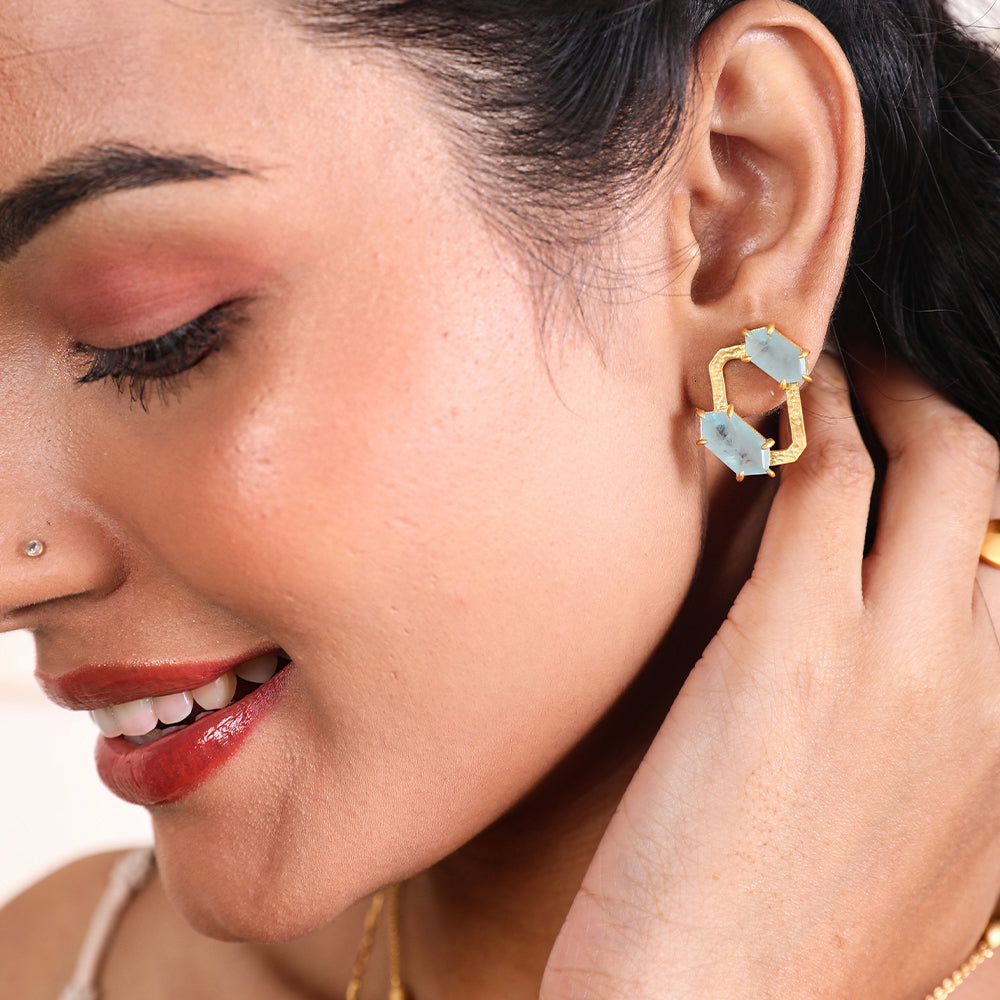 Aqua Hextwin Studs