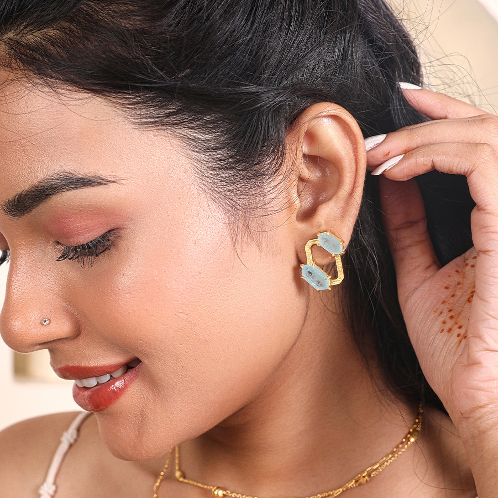 Aqua Hextwin Studs