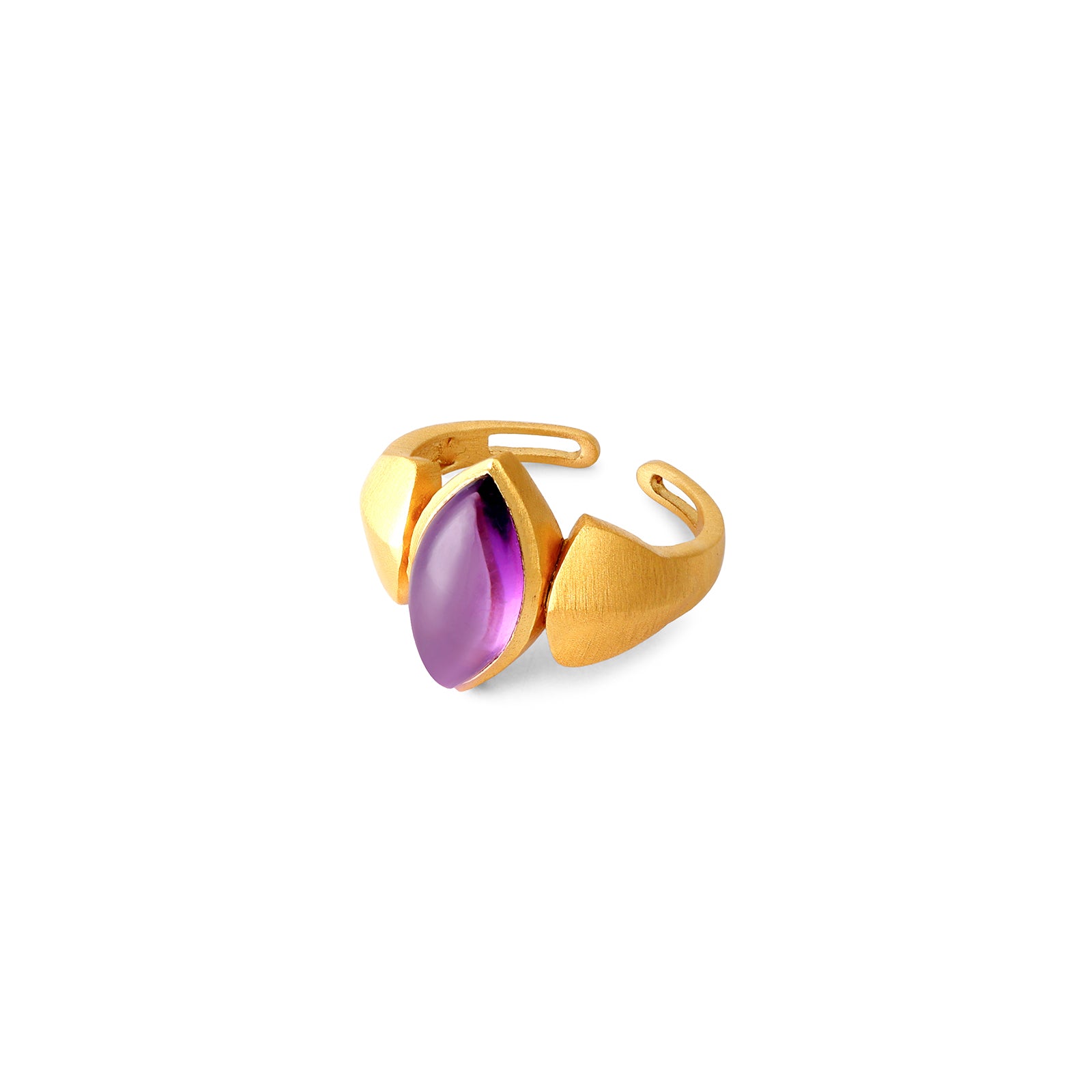 Amethyst Navette - 92.5 Silver Ring