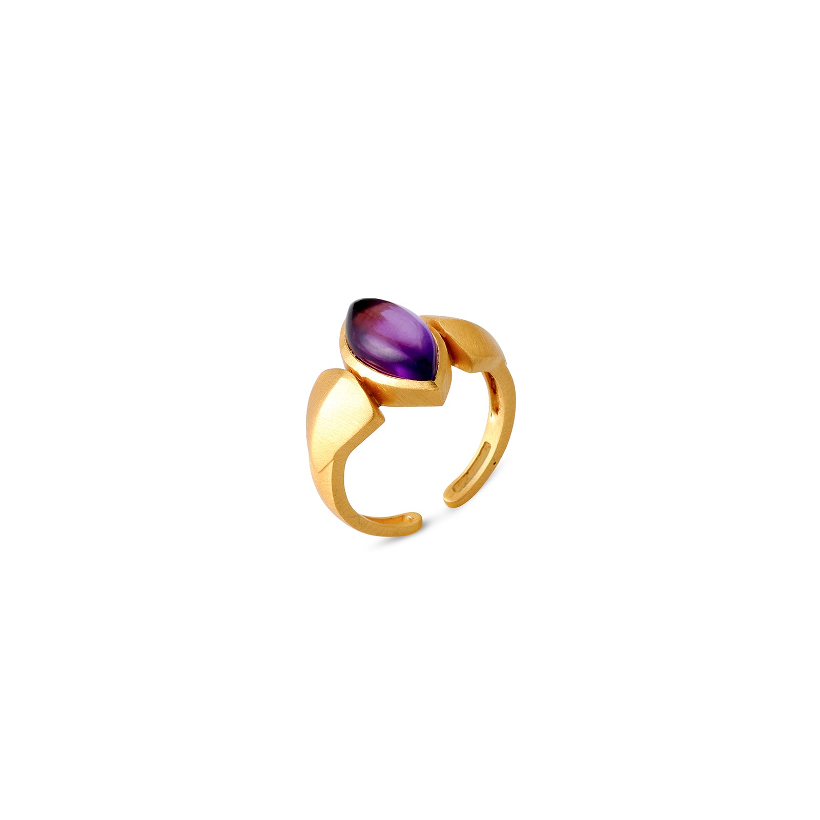 Amethyst Navette - 92.5 Silver Ring