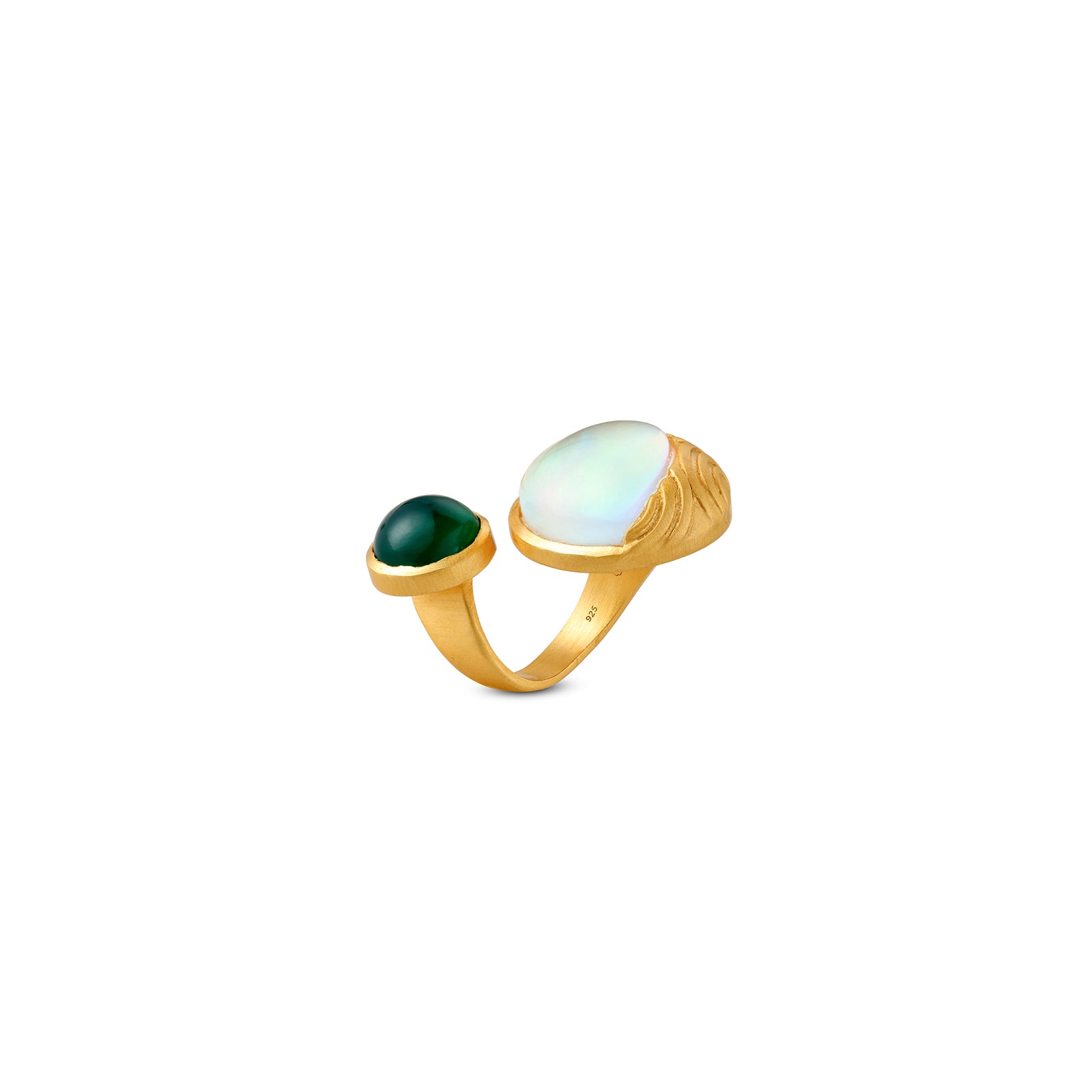 Fire & Moon Open Ring - Green Onyx Edition