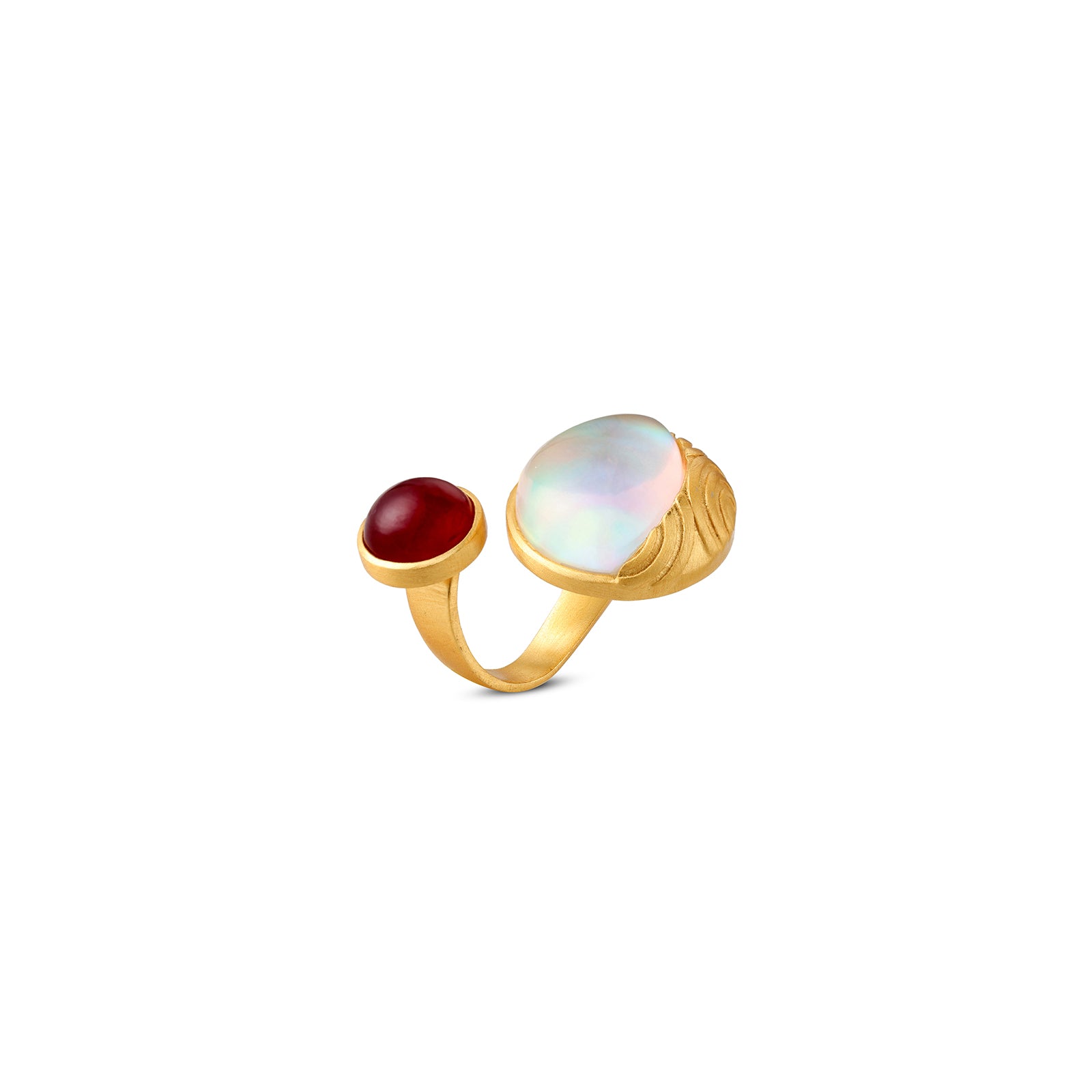 Fire & Moon Open Ring - Red Quartz Edition