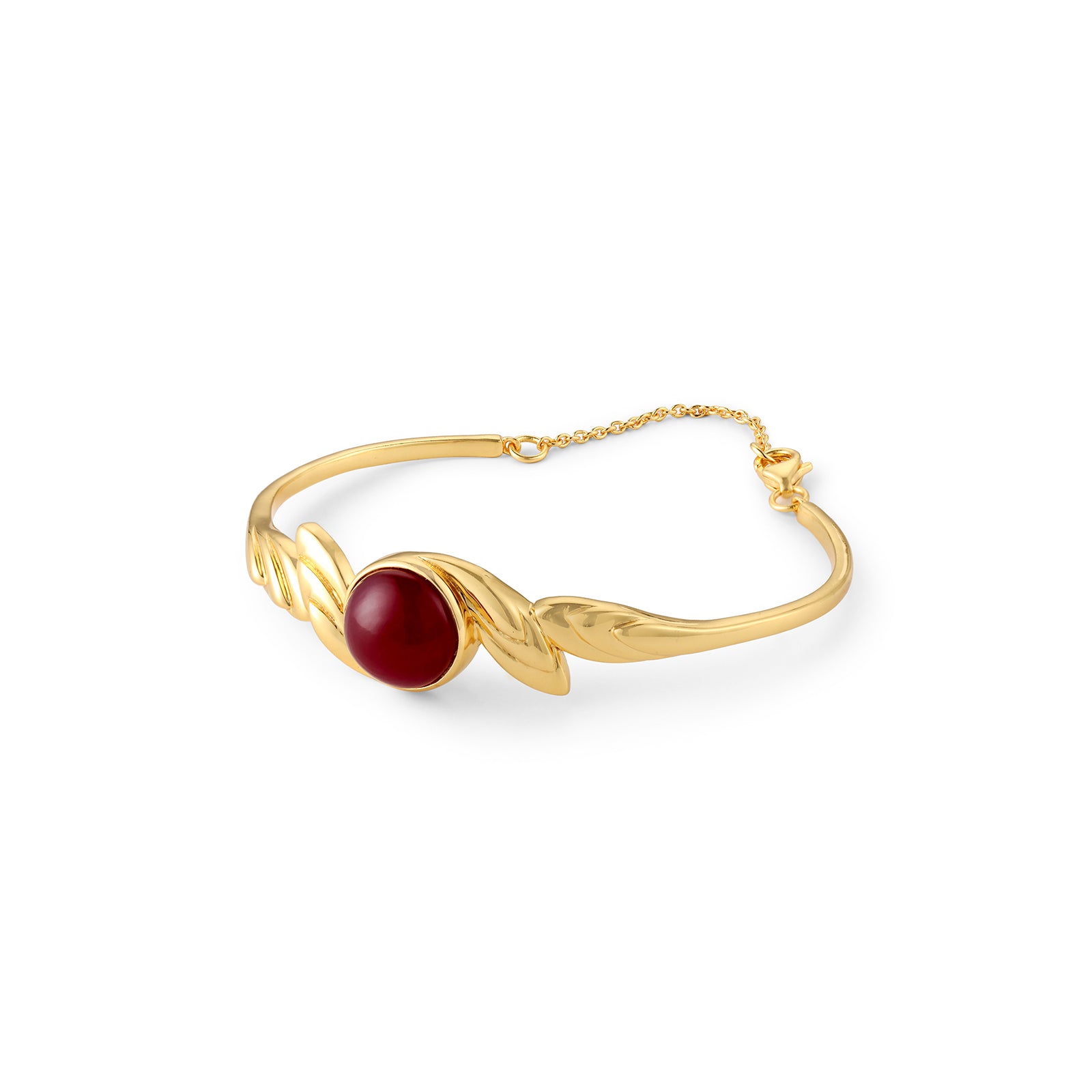 Golden Leaf 92.5 Silver Bracelet - Red Quartz Editionon