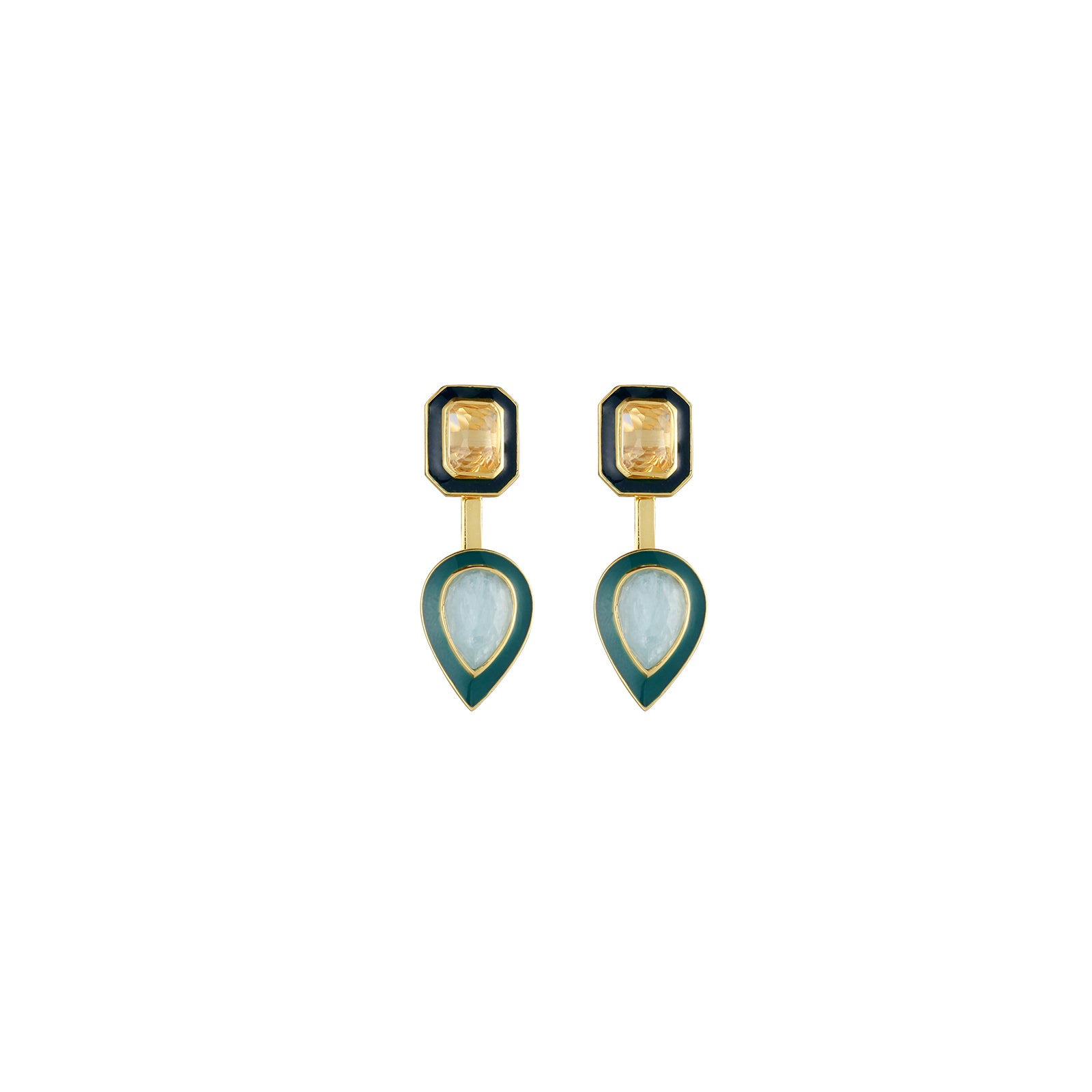 Moonlit Aqua Front & Back - 92.5 Silver Earring