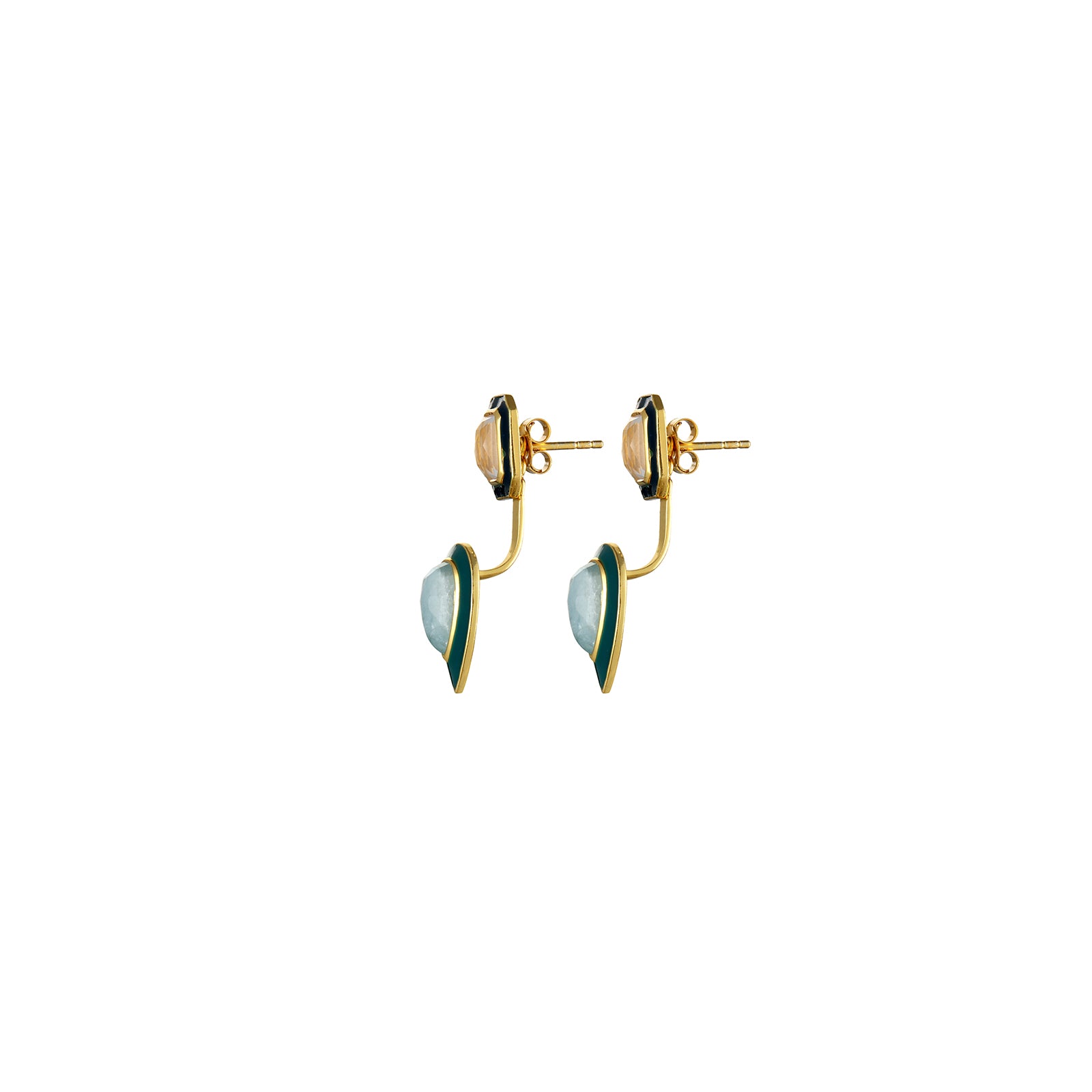 Moonlit Aqua Front & Back - 92.5 Silver Earring