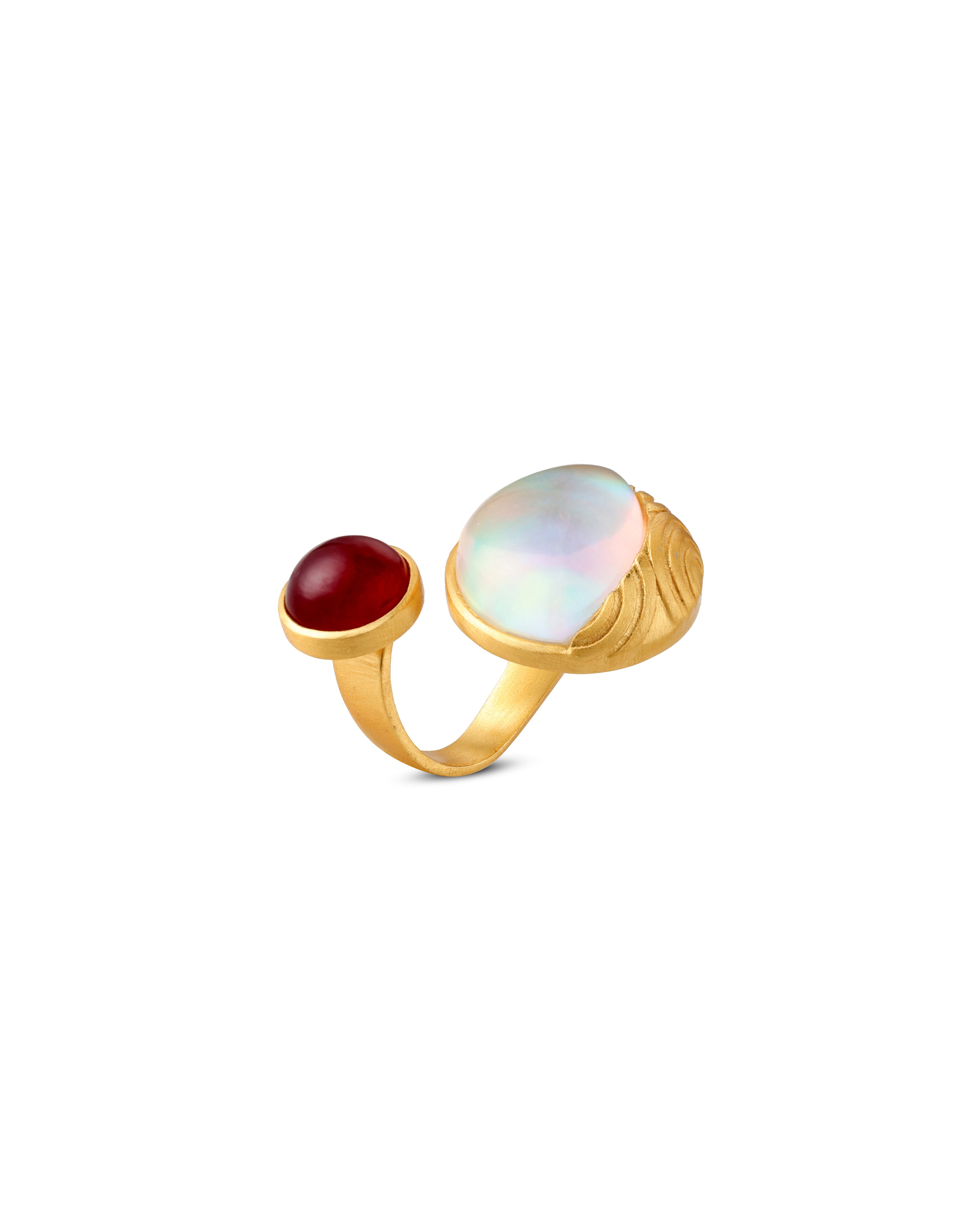 Fire & Moon Open Ring - Red Quartz Edition