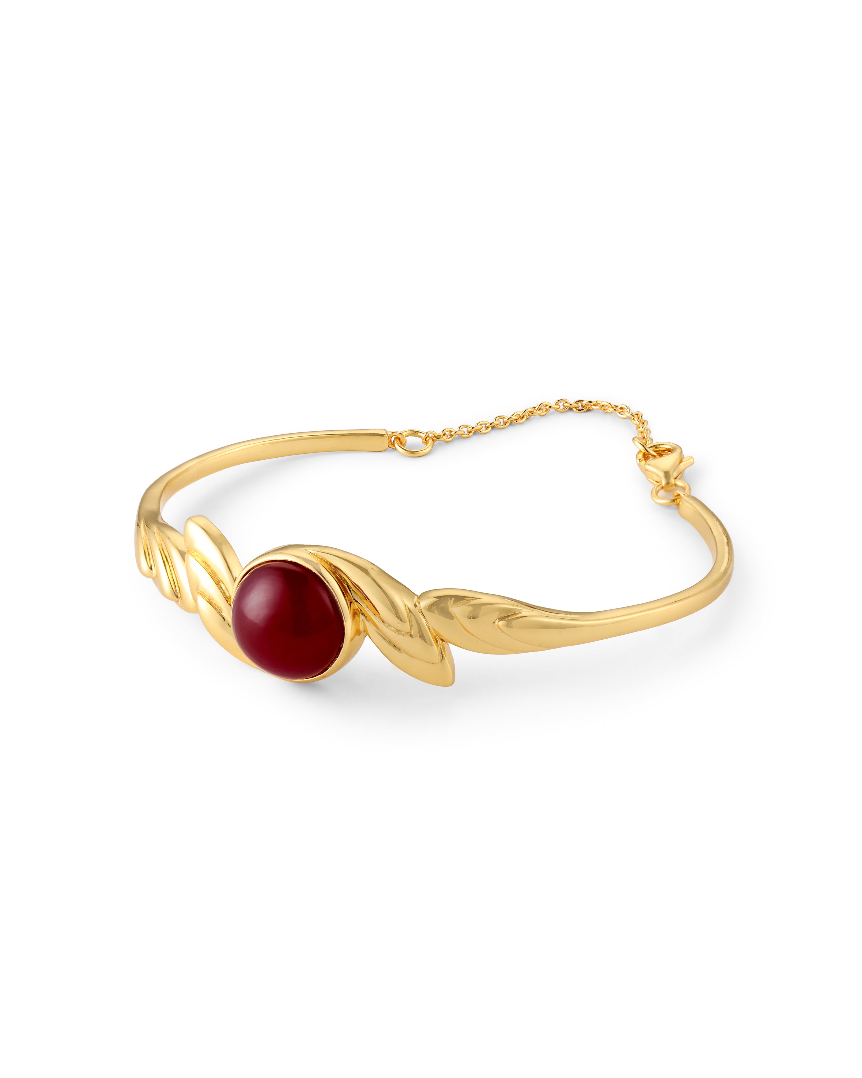 Golden Leaf Bracelet - Red Quartz Edition
