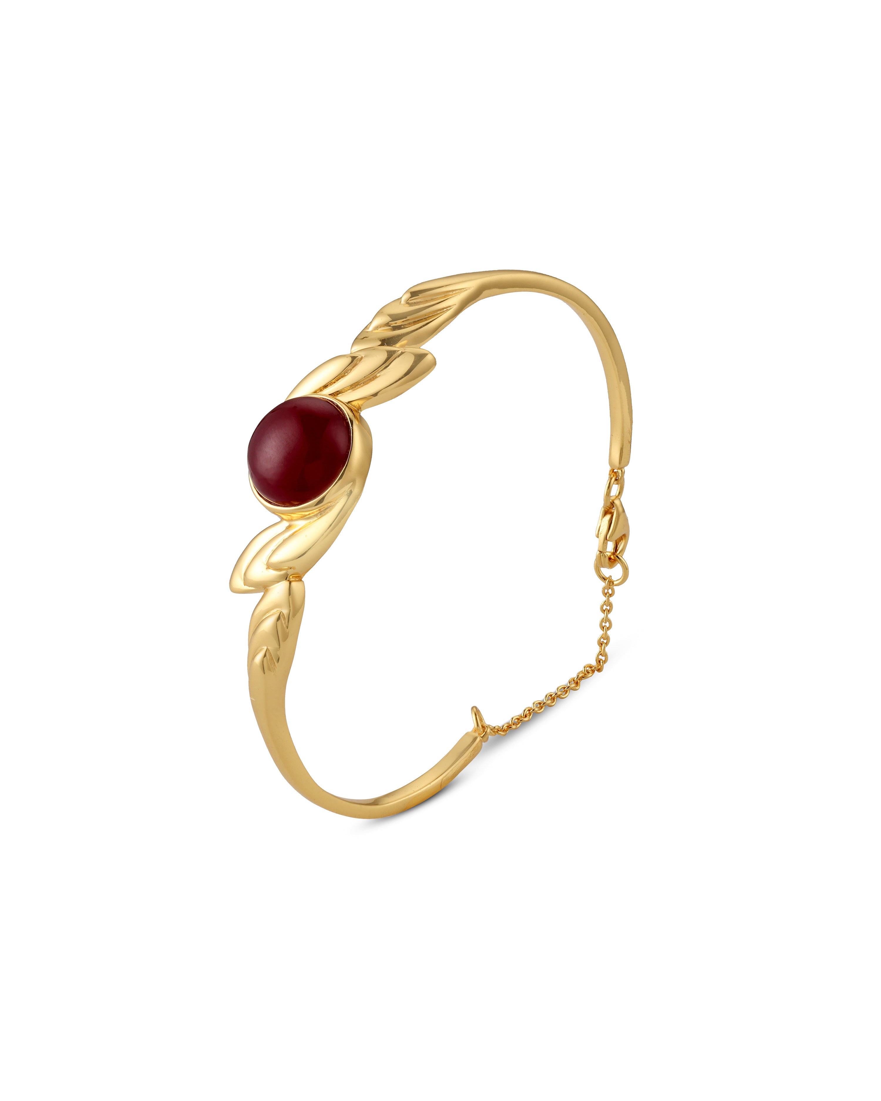 Golden Leaf Bracelet - Red Quartz Edition