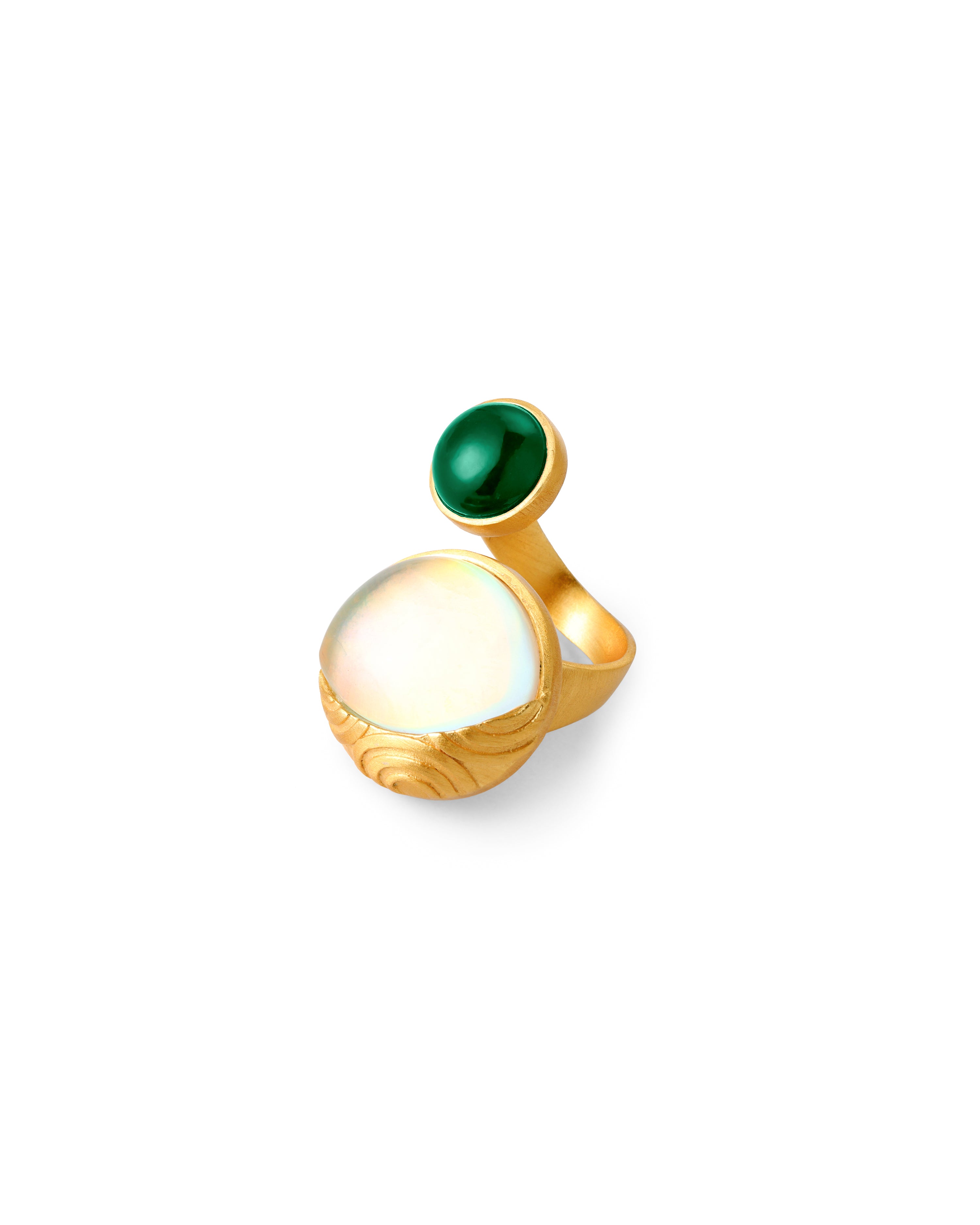 Fire & Moon Open Ring - Green Onyx Edition