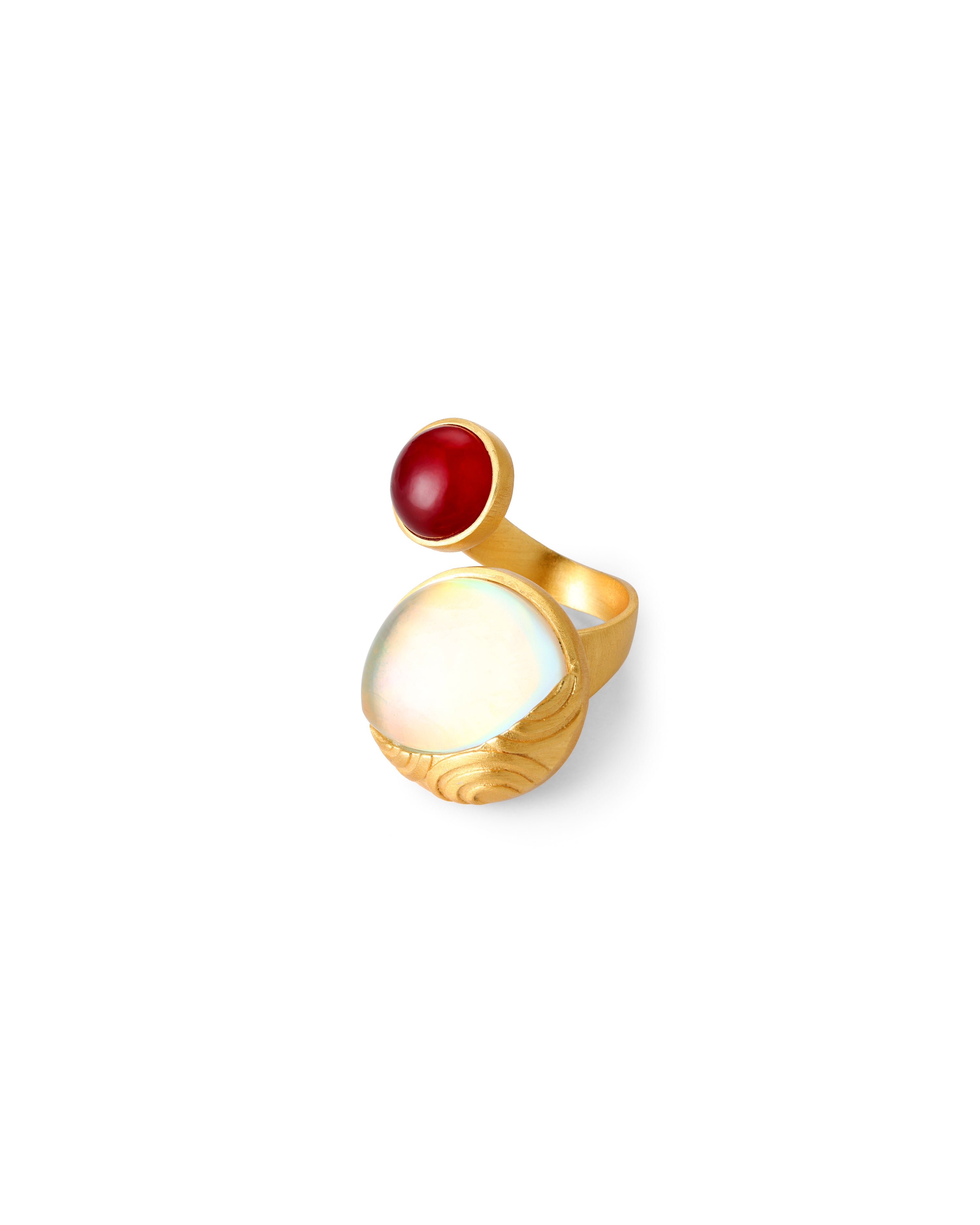 Fire & Moon Open Ring - Red Quartz Edition
