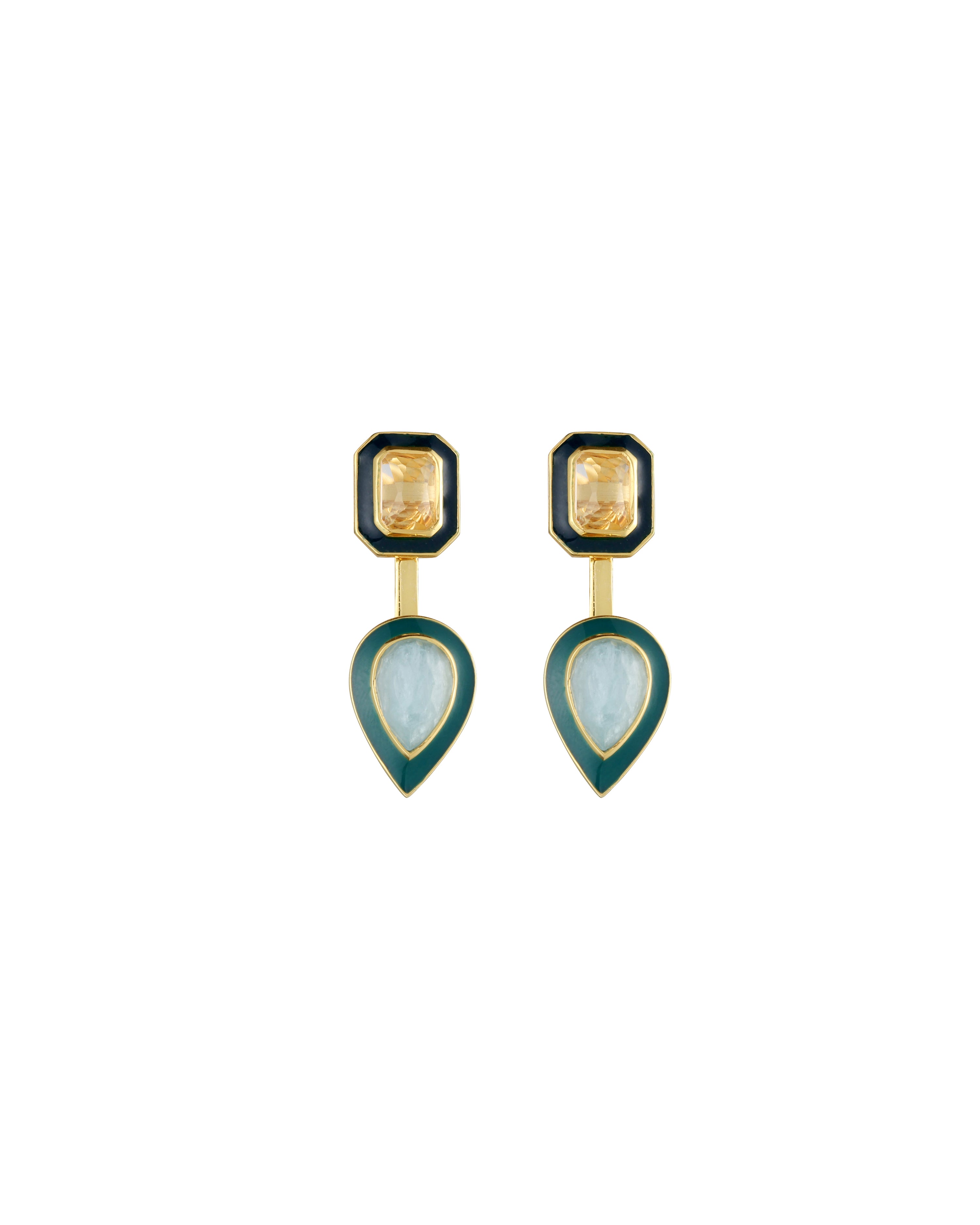 Moonlit Aqua Front and Back Earring