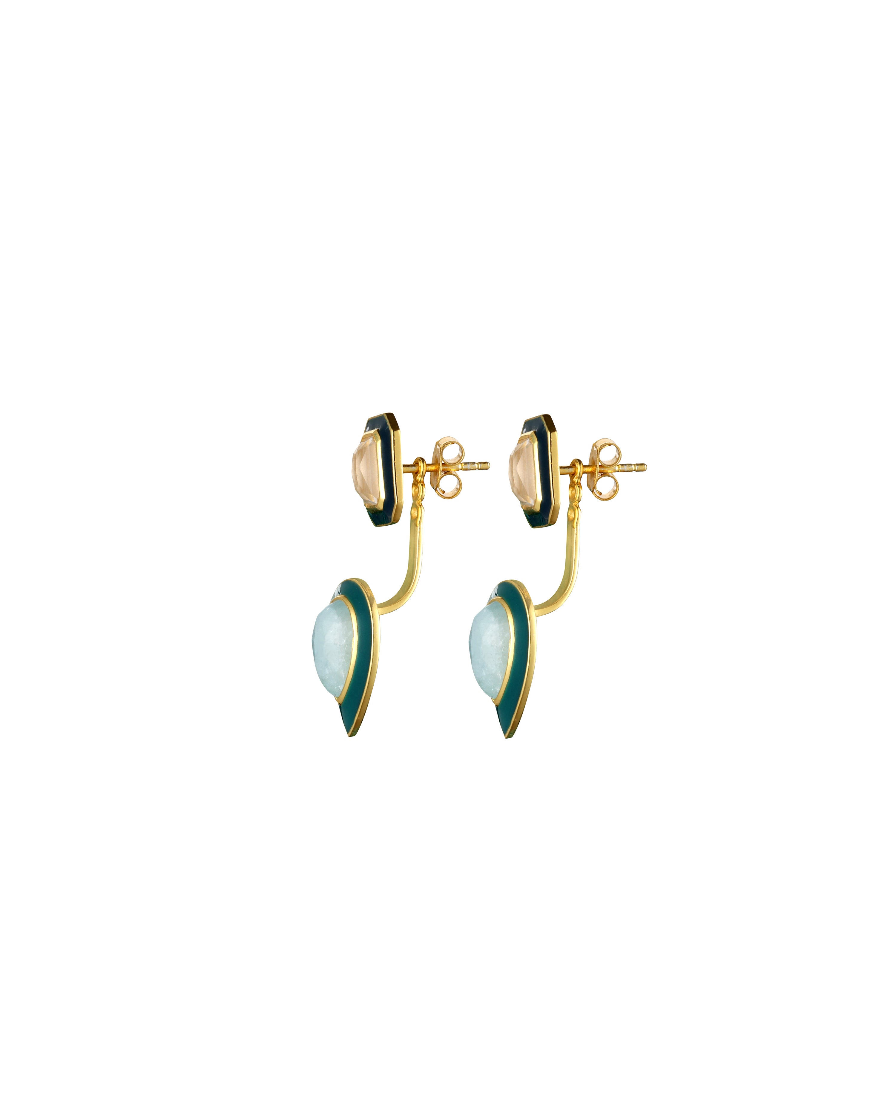 Moonlit Aqua Front and Back Earring
