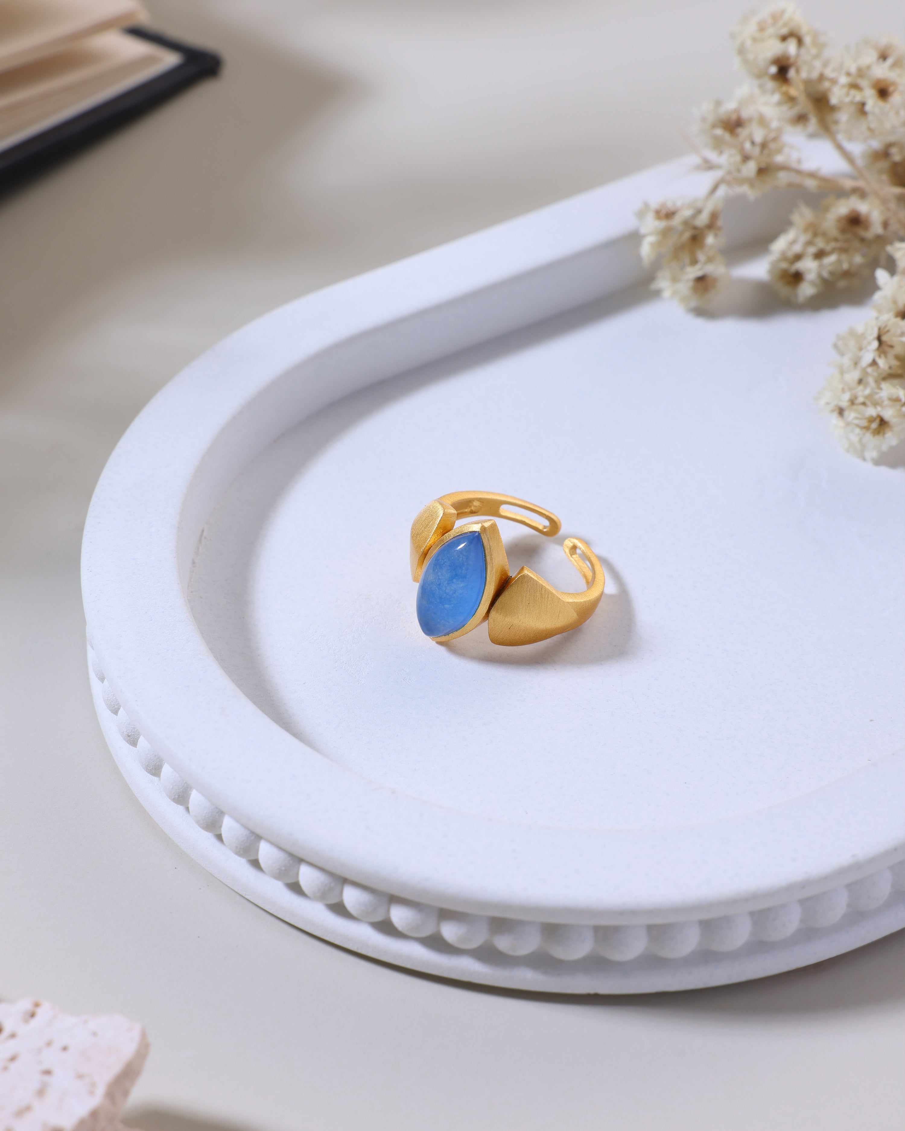Blue Navette Ring