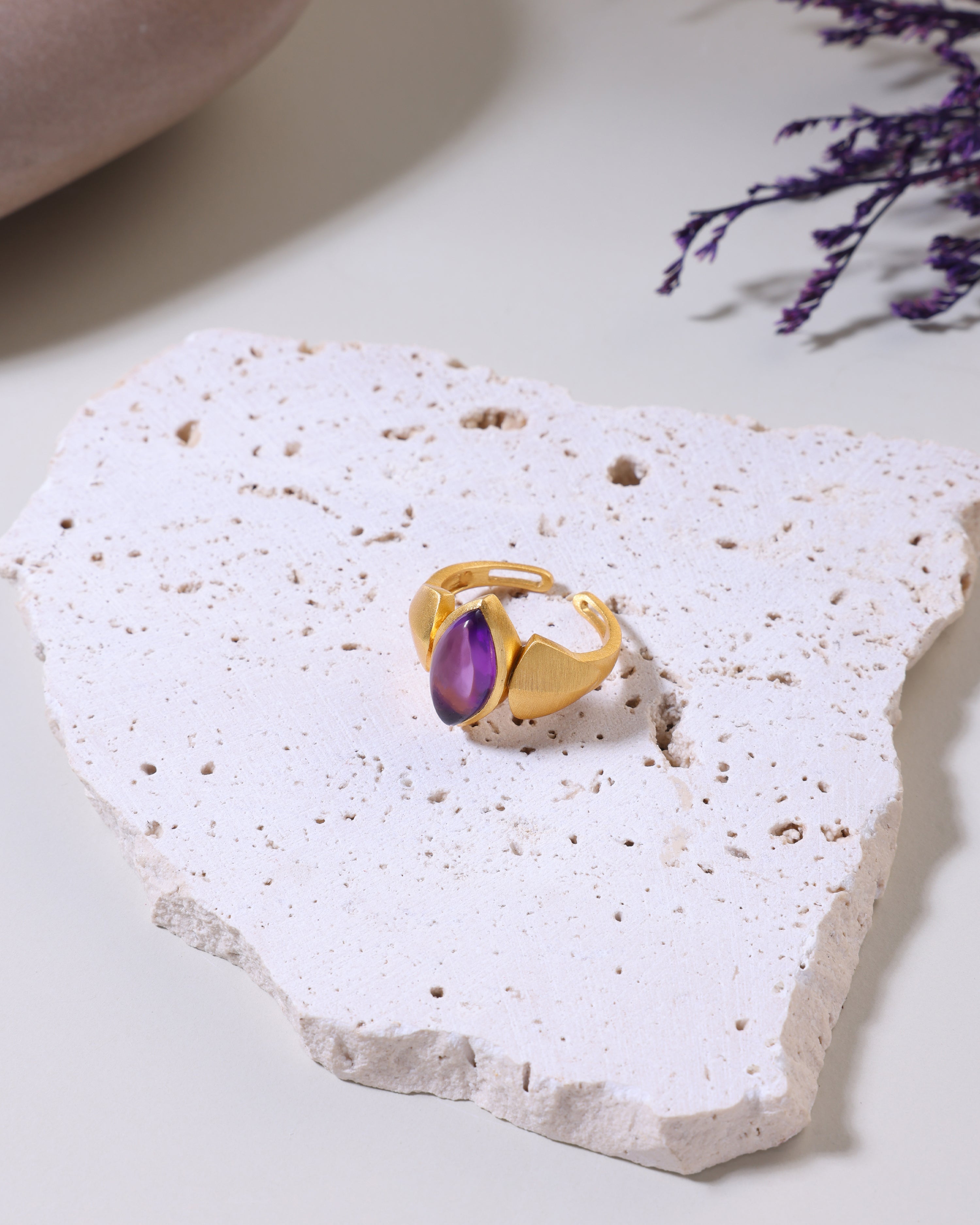 Amethyst Navette Ring