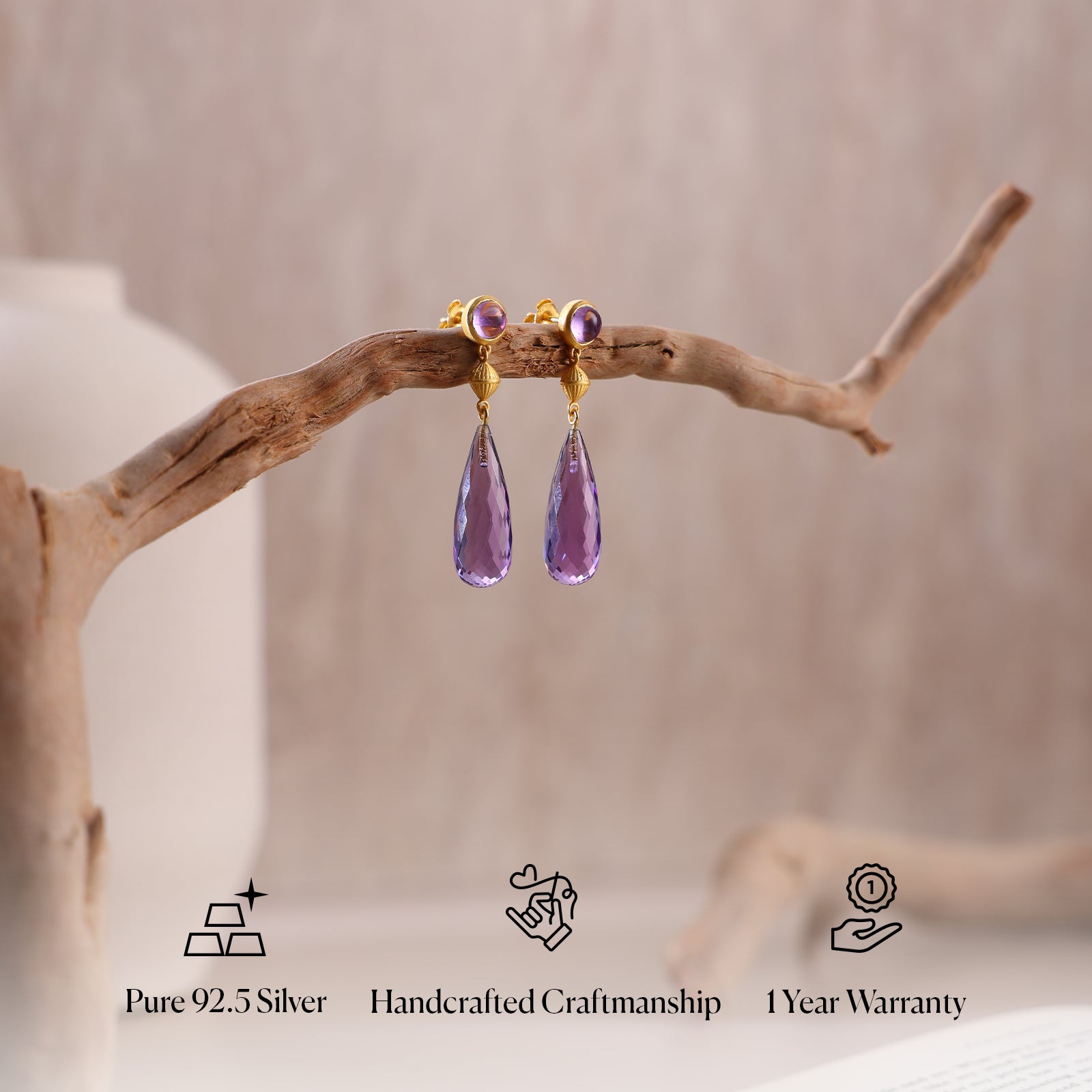 Amethyst Royal Prism - 92.5 Silver Earring