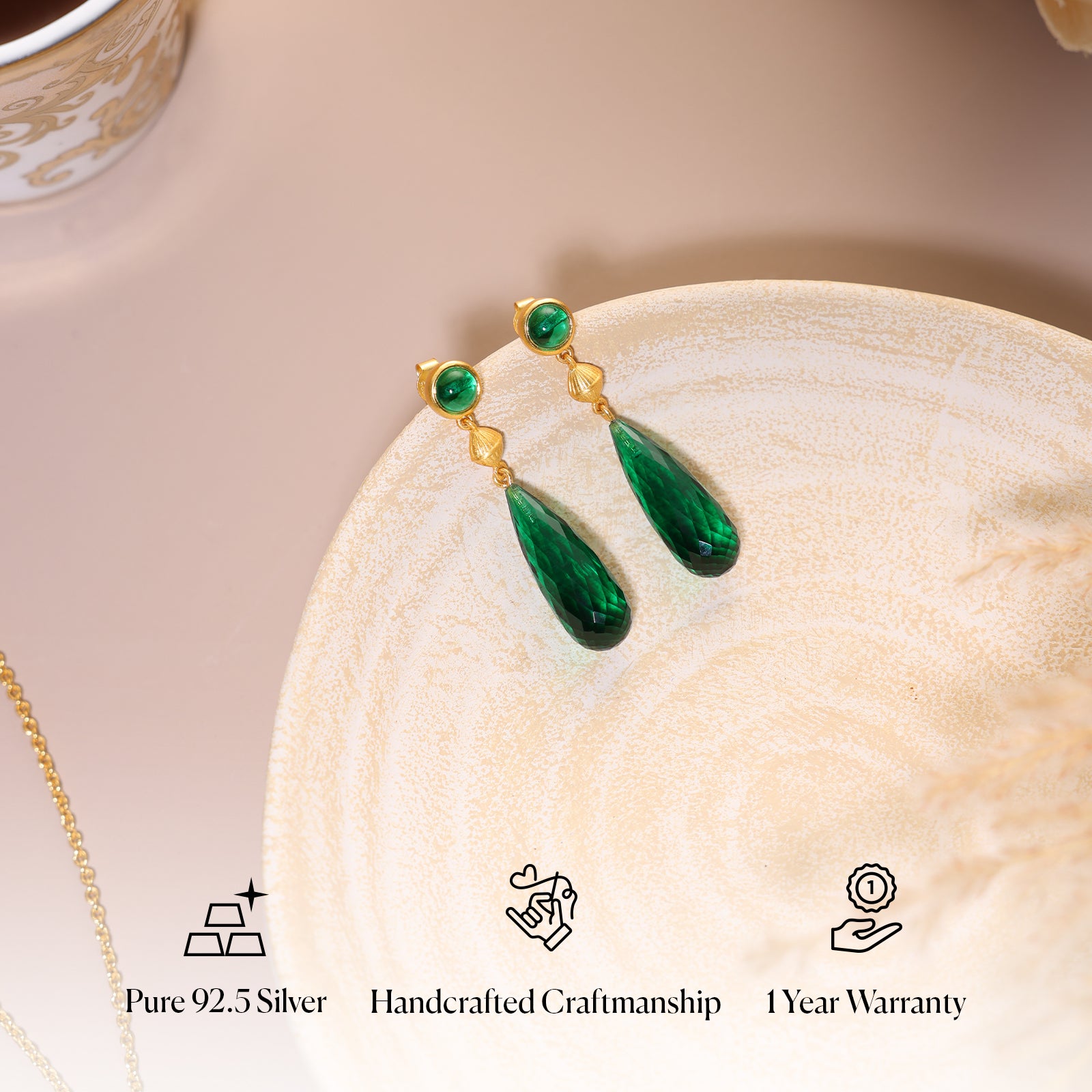 Emerald Royal Prism - 92.5 Silver Earring