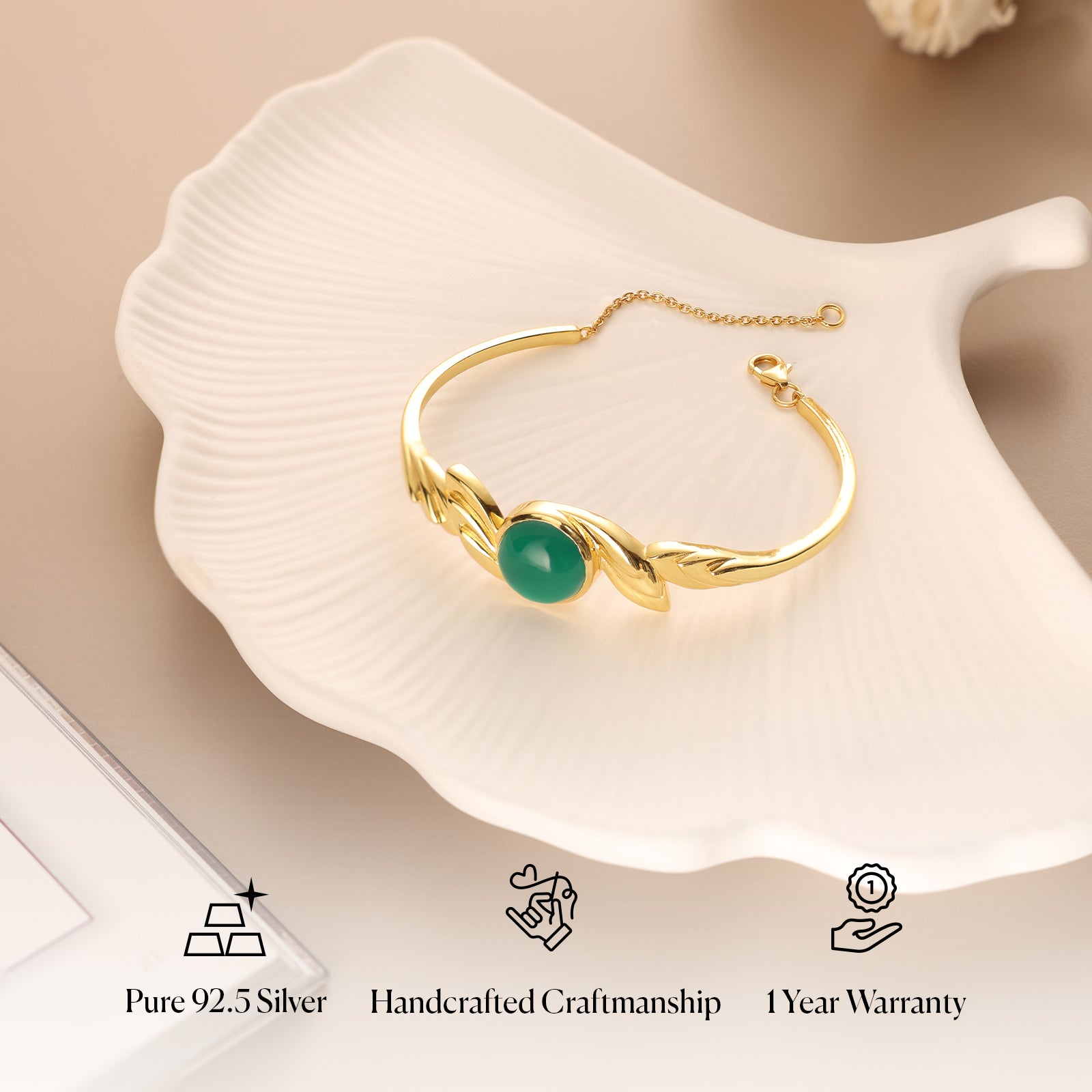 Golden Leaf 92.5 Silver Bracelet - Onyx Edition