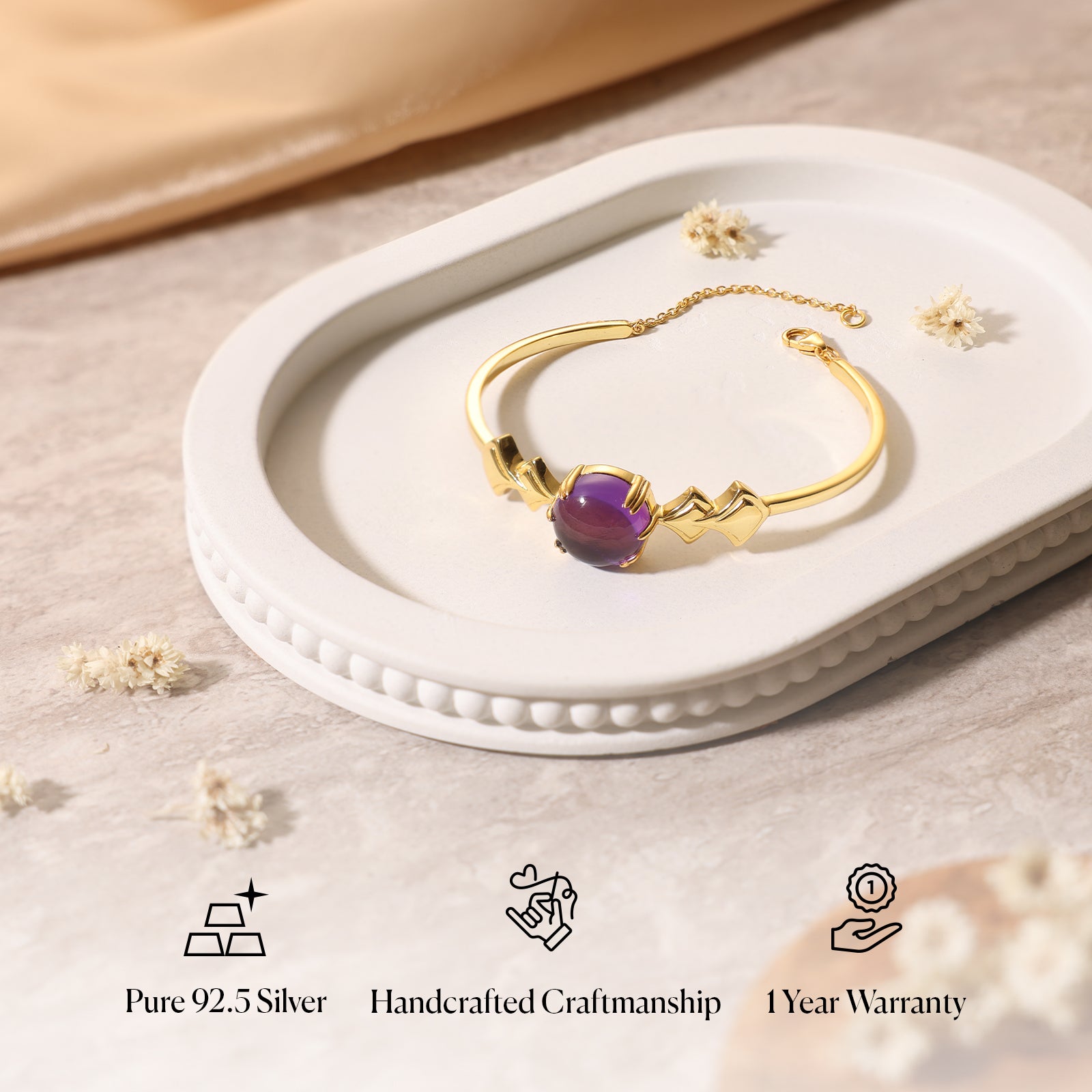 Amethyst Spade - 92.5 Silver Bracelet