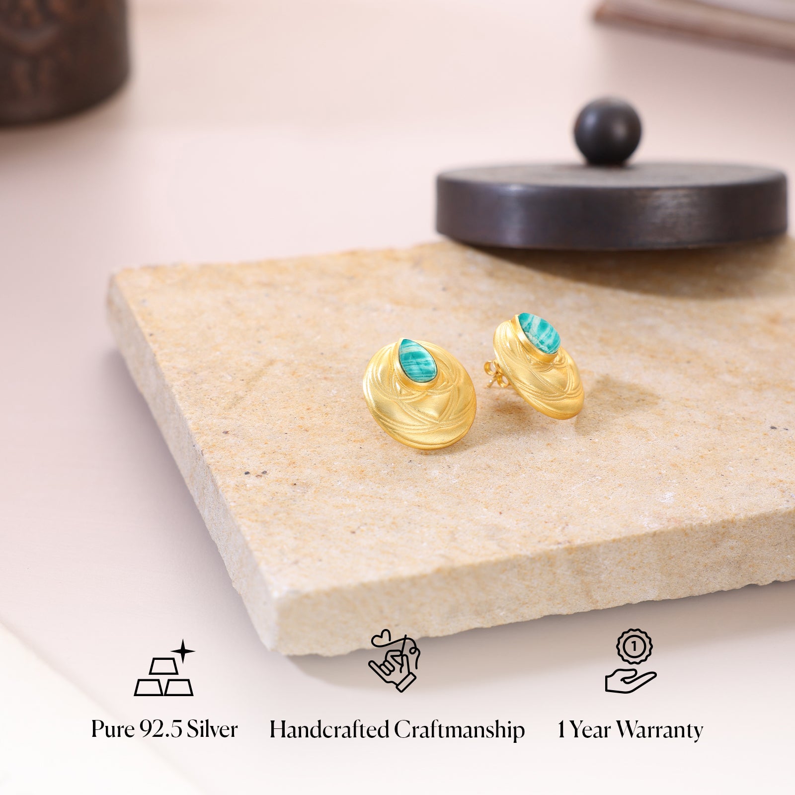 Arkya Amazonite Studs - 92.5 Silver