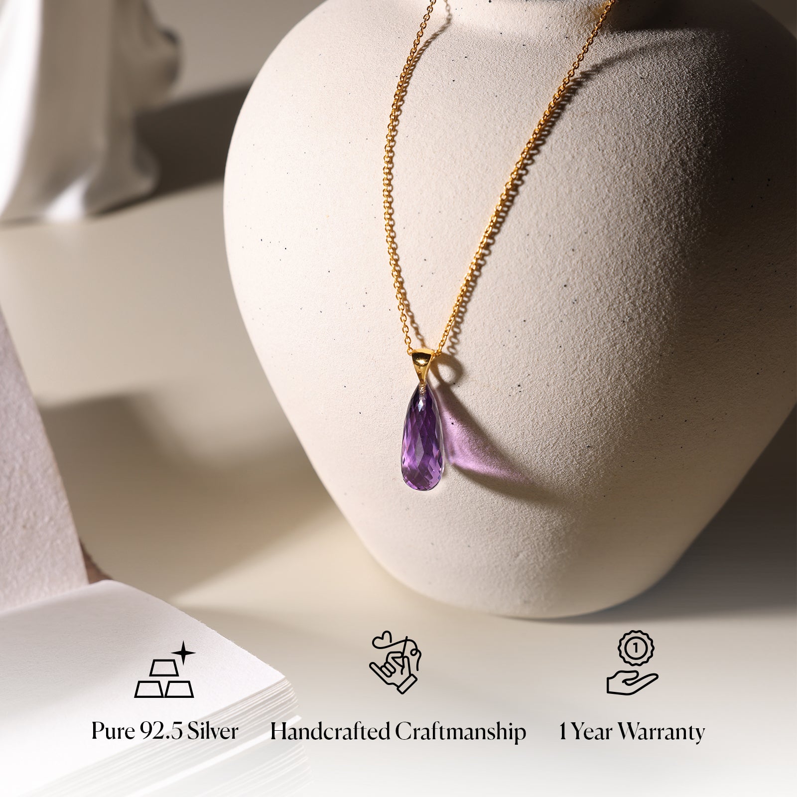 Amethyst Royal Prism - 92.5 Silver Necklace