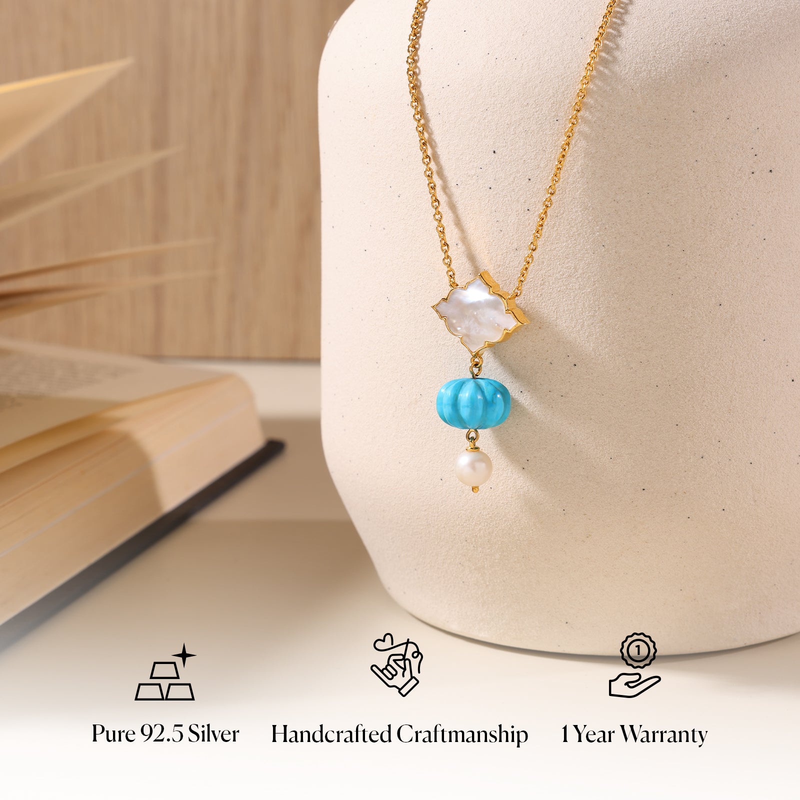 Feroza Lune - 92.5 Silver Necklace