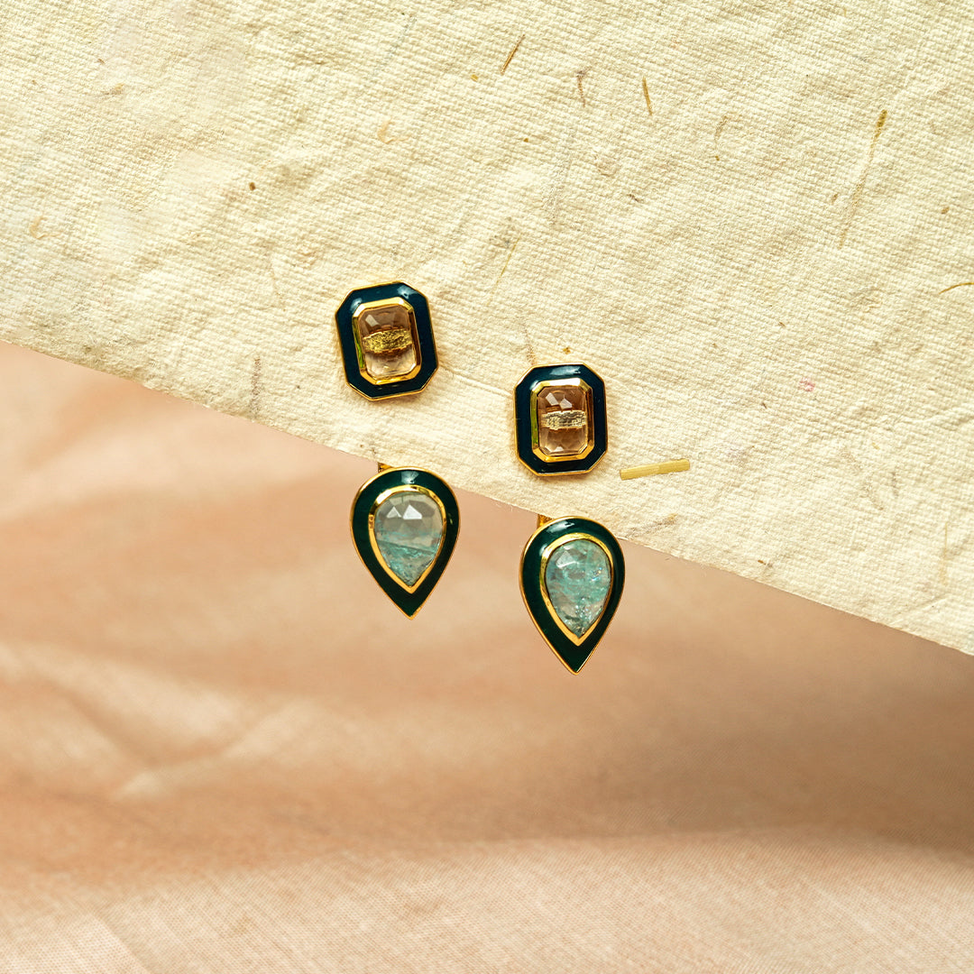 Moonlit Aqua Front and Back Earring